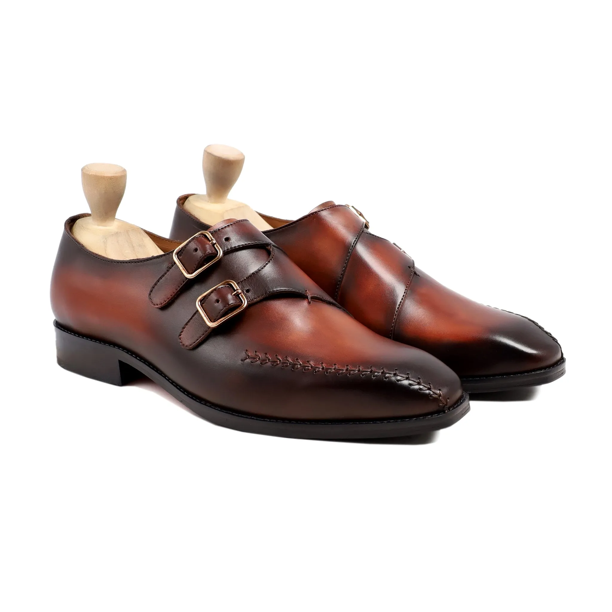 Darlita - Men's Burnished Brown Patina Double Monkstrap