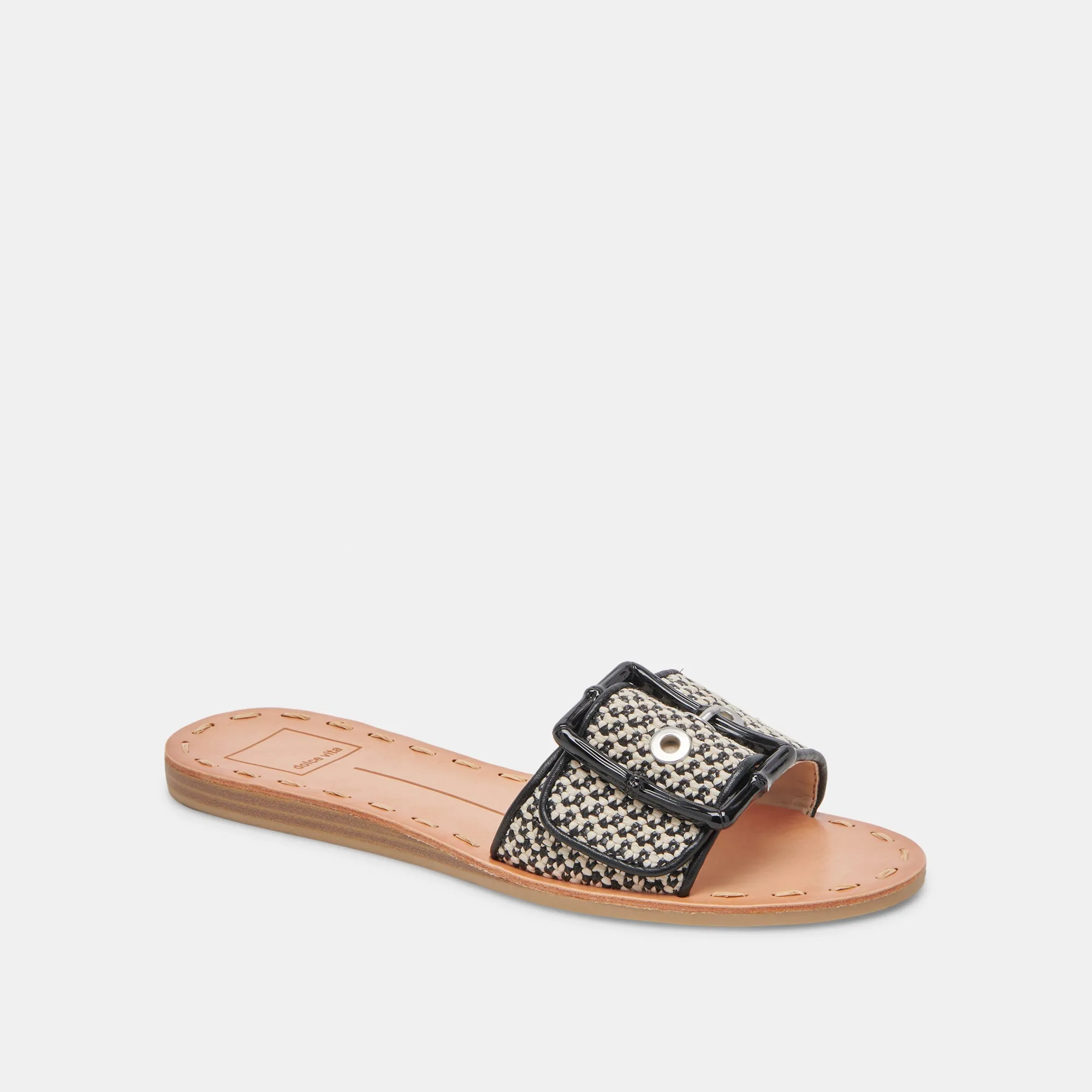 DASA SANDALS BLACK NATURAL RAFFIA