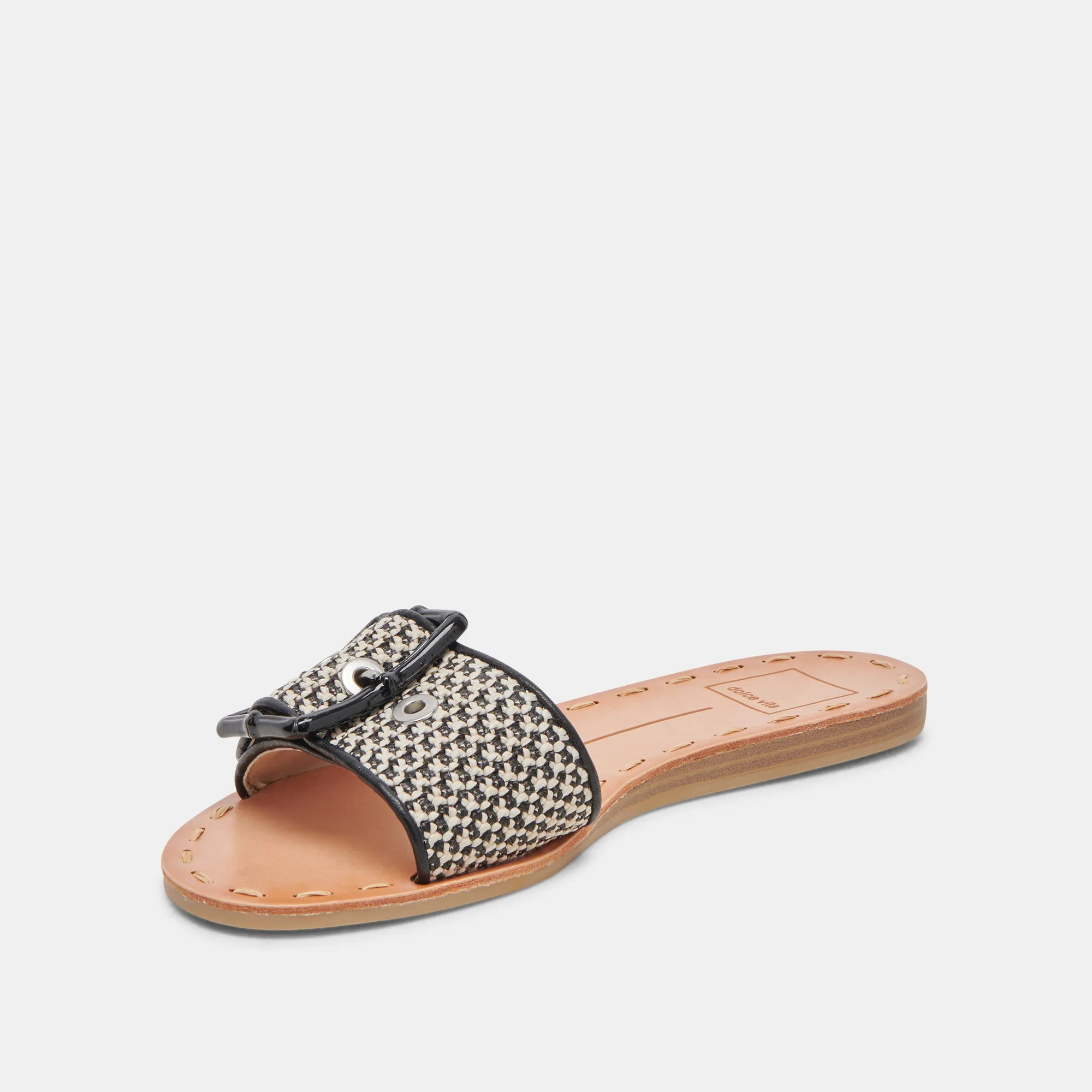 DASA SANDALS BLACK NATURAL RAFFIA