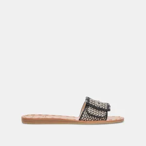 DASA SANDALS BLACK NATURAL RAFFIA