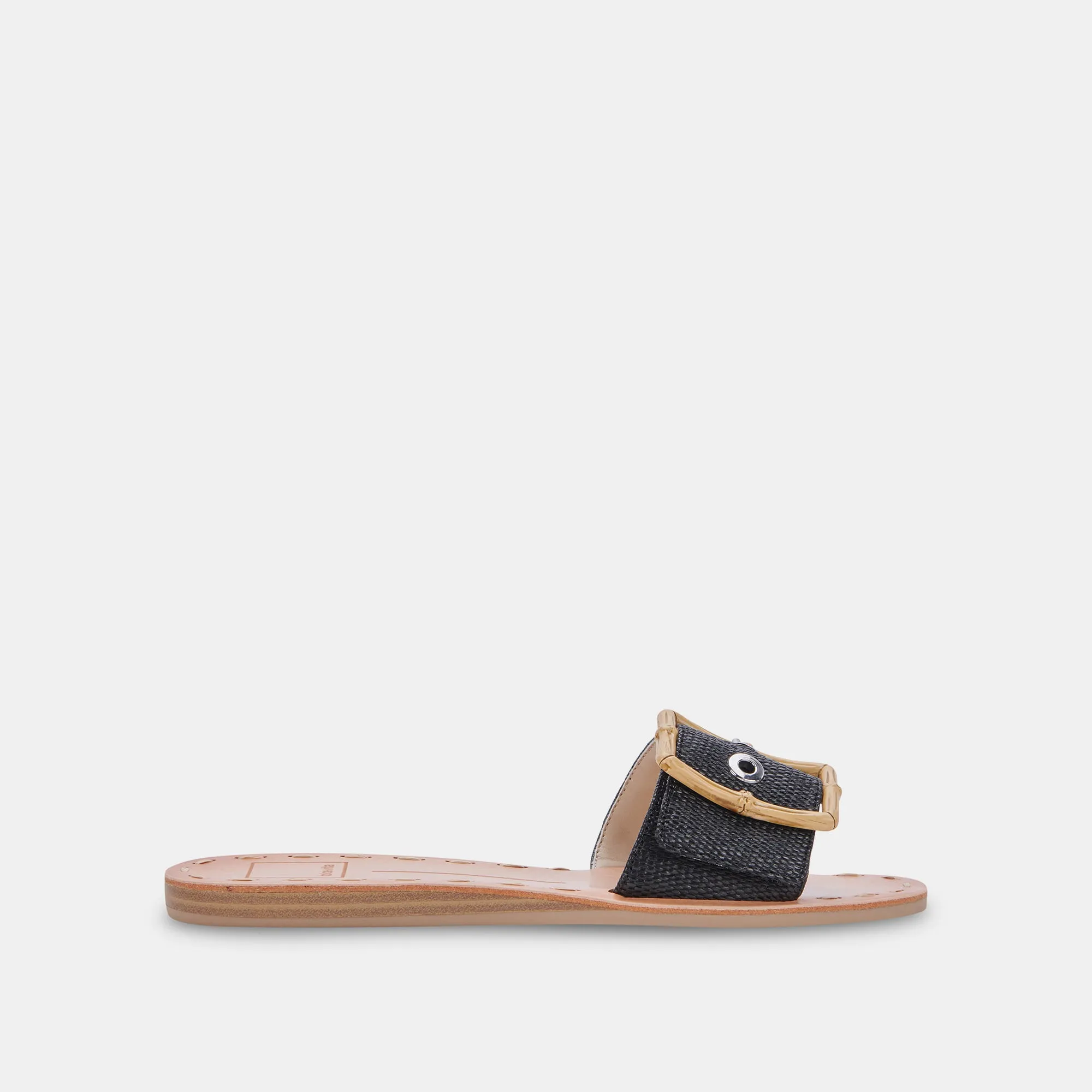 DASA SANDALS BLACK RAFFIA