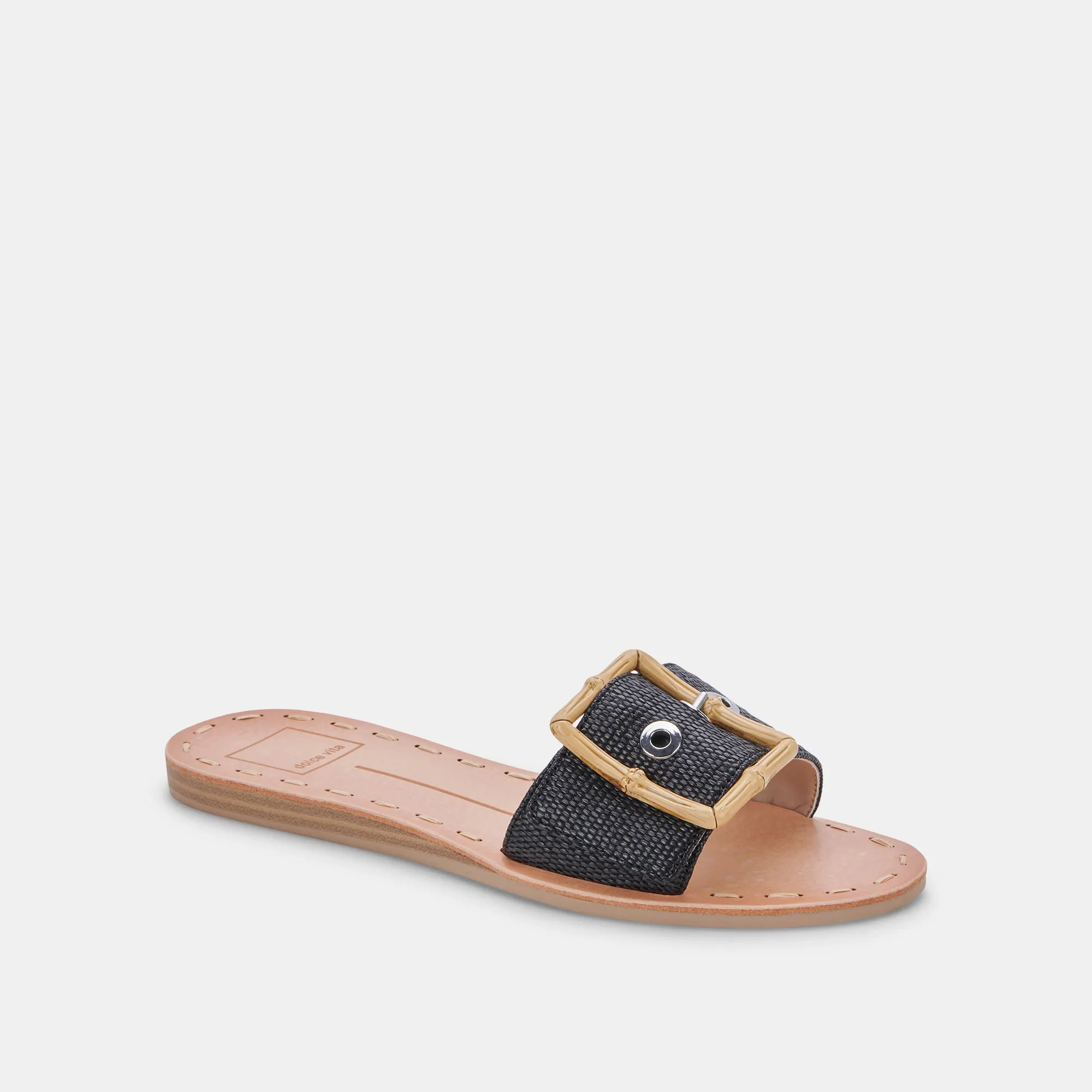 DASA SANDALS BLACK RAFFIA