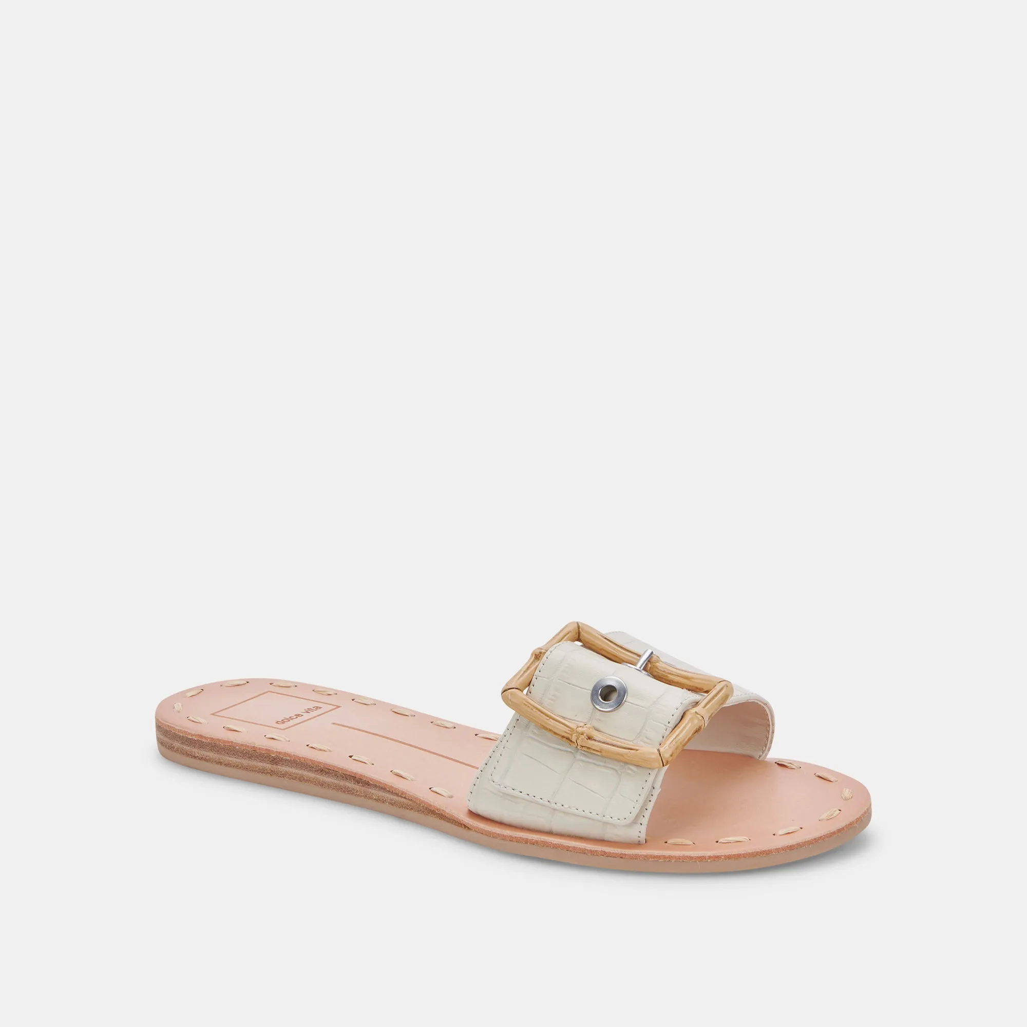 DASA SANDALS EGGSHELL EMBOSSED LEATHER