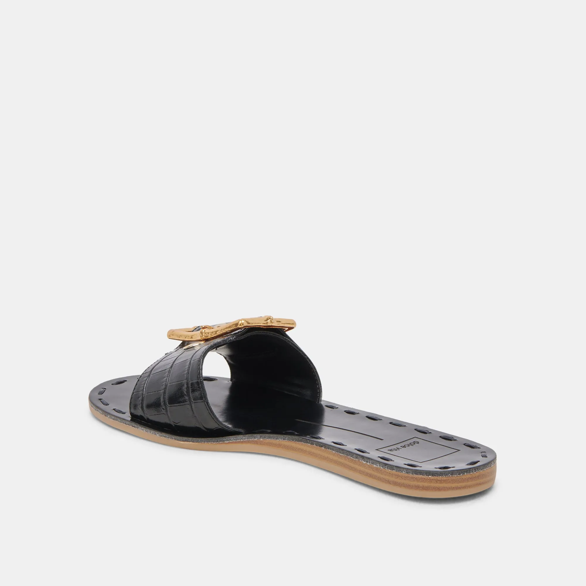 DASA SANDALS NOIR EMBOSSED LEATHER