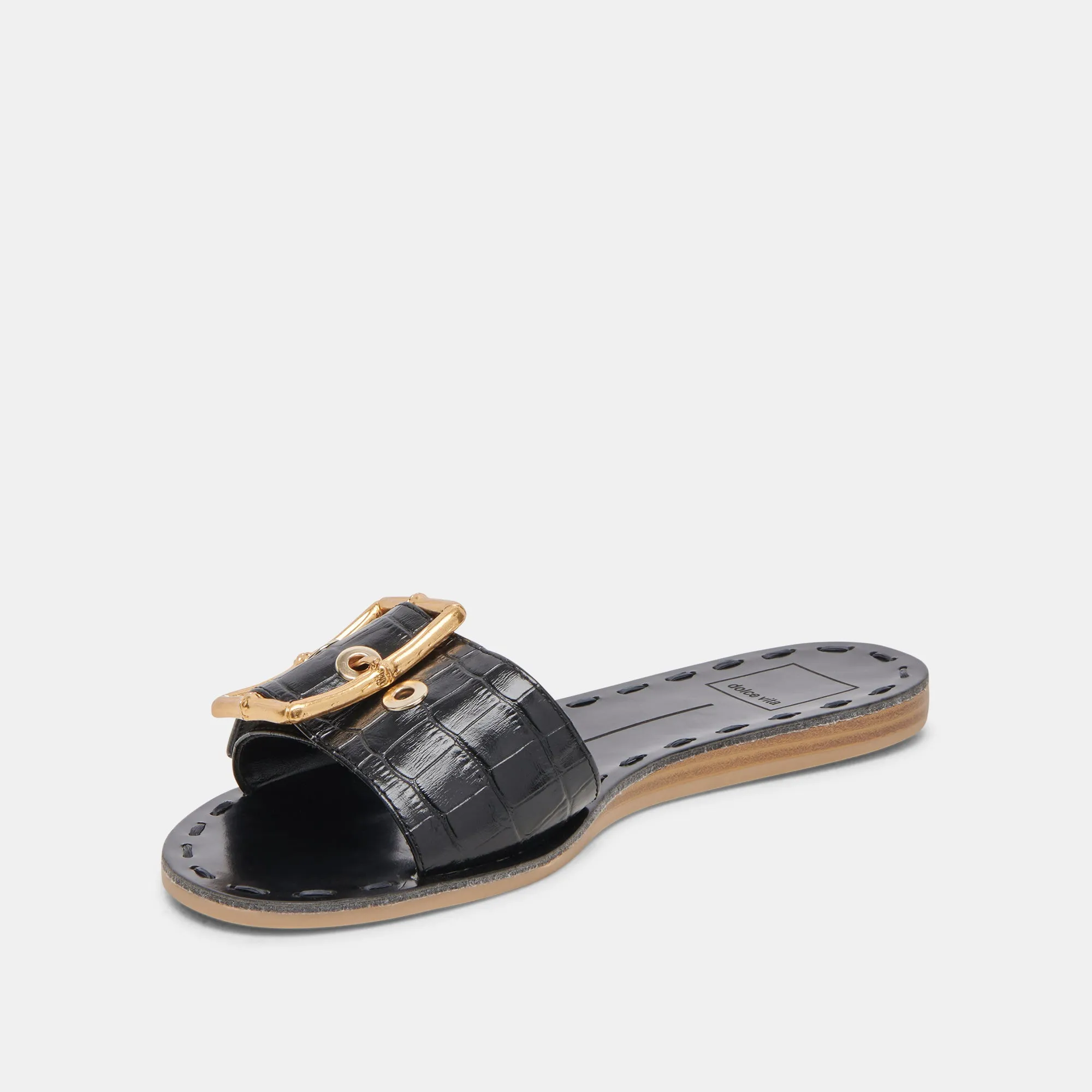 DASA SANDALS NOIR EMBOSSED LEATHER