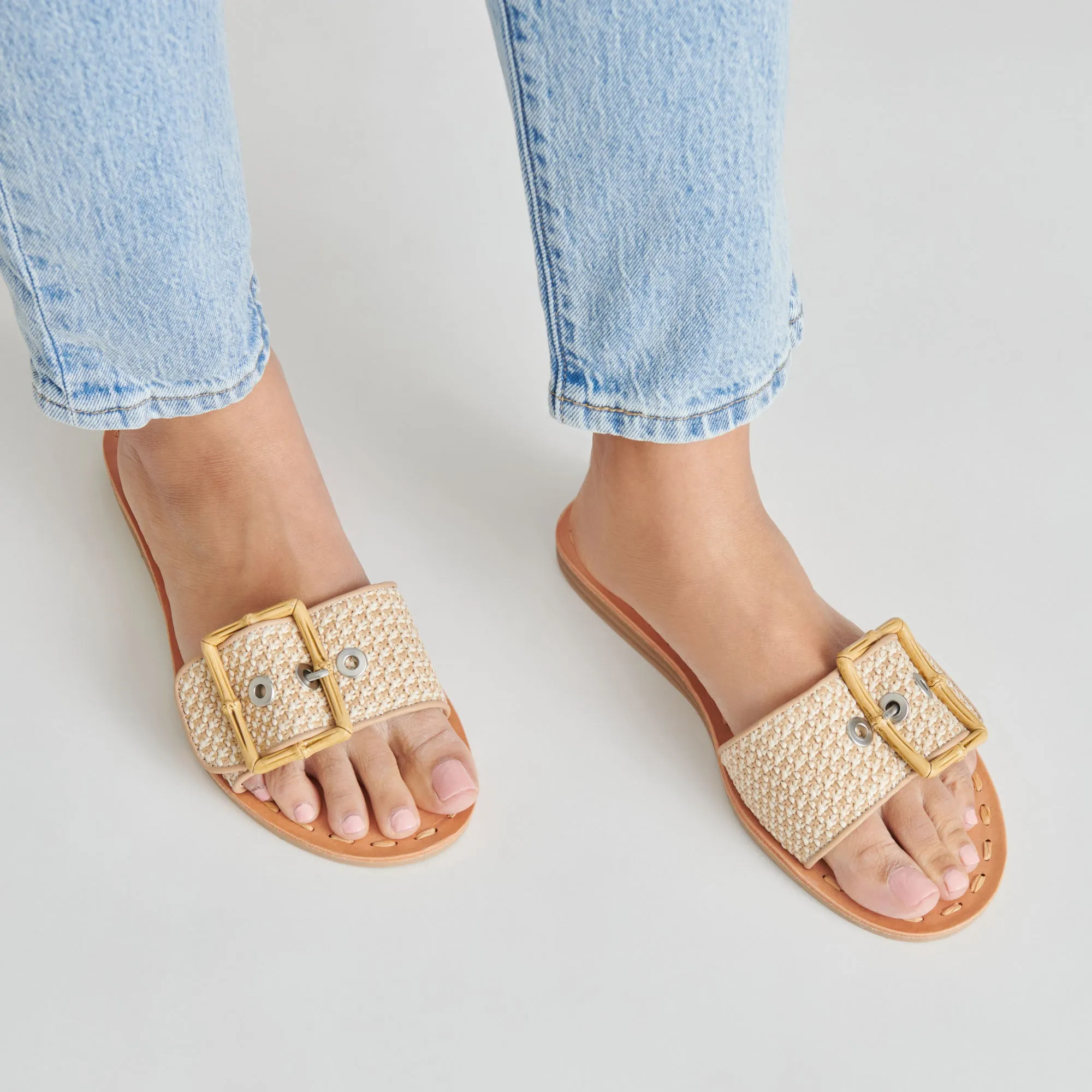 DASA SANDALS WHITE NATURAL RAFFIA