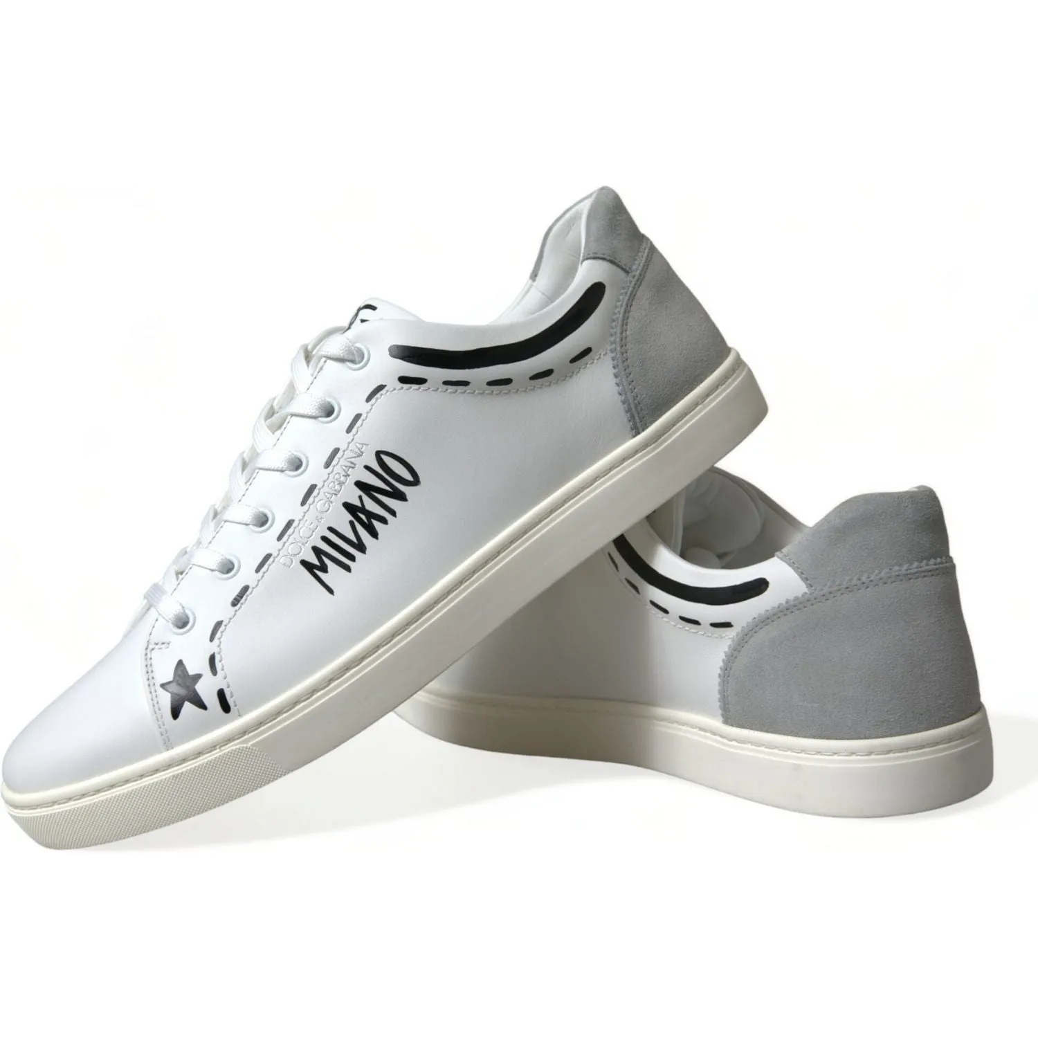 Dolce & Gabbana Elegant White Calfskin Leather Sneakers