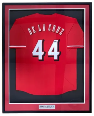 Elly De La Cruz Cincinnati Signed Framed Red Baseball Jersey BAS