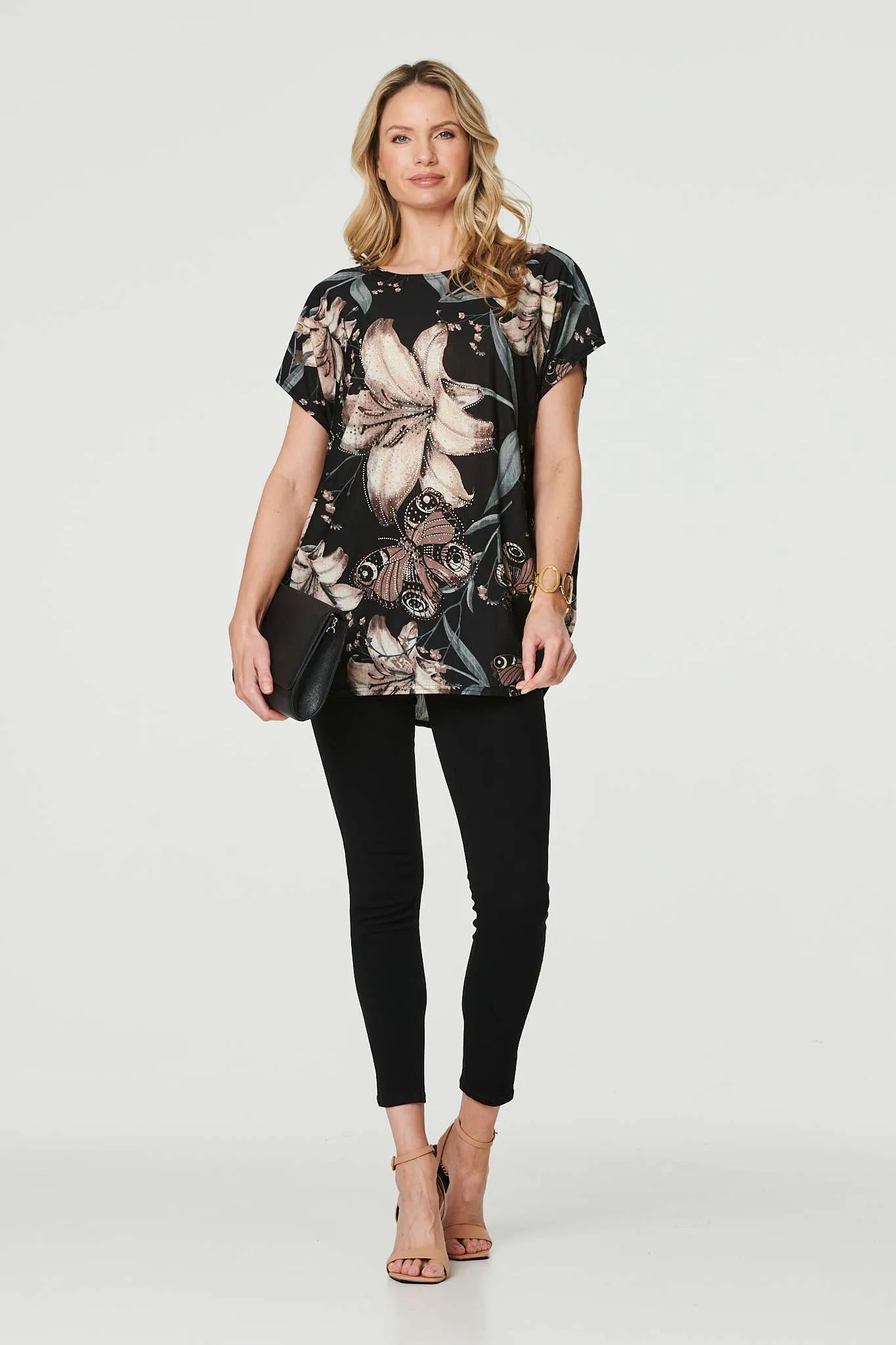 Floral Butterfly Print T-Shirt