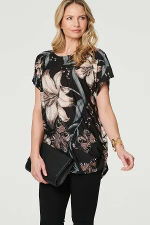 Floral Butterfly Print T-Shirt