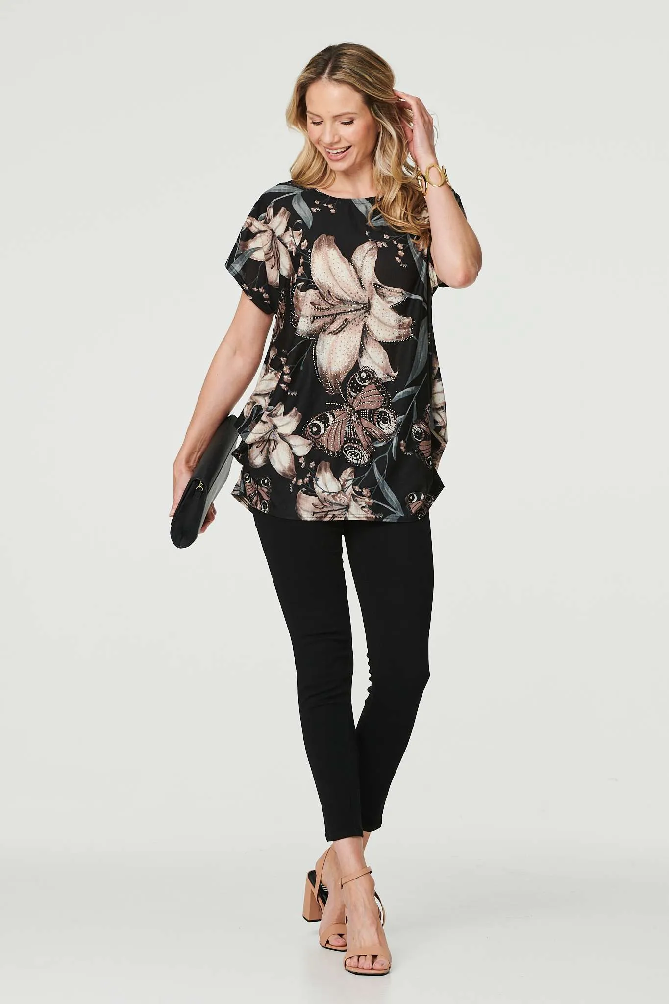 Floral Butterfly Print T-Shirt