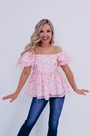 Flourishing Chiffon Baby Doll Top - Pink