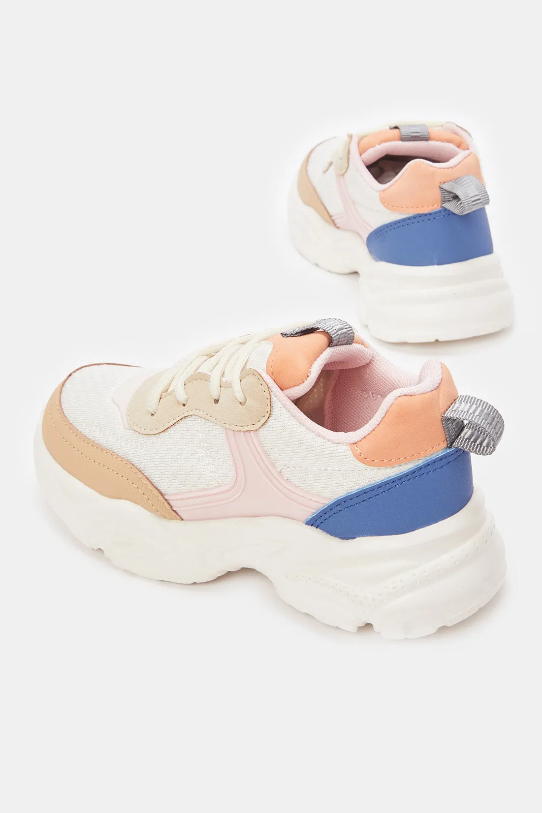 Girls Multicolour Material Block Trainer