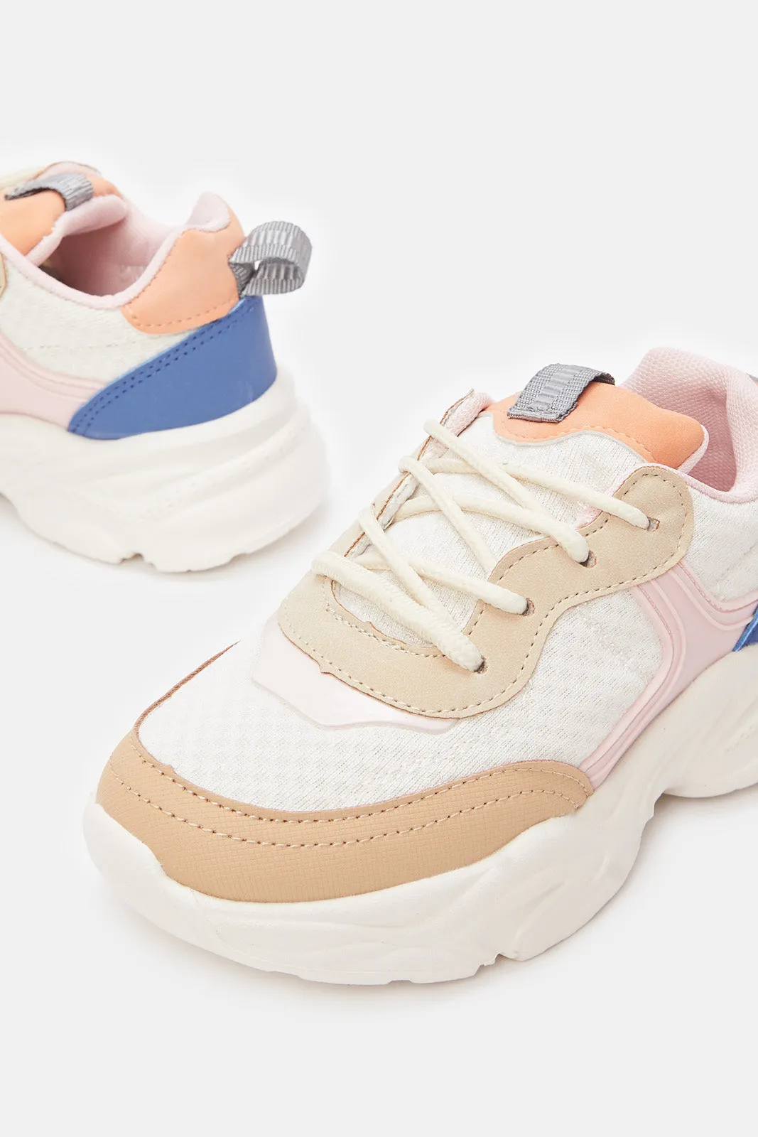 Girls Multicolour Material Block Trainer