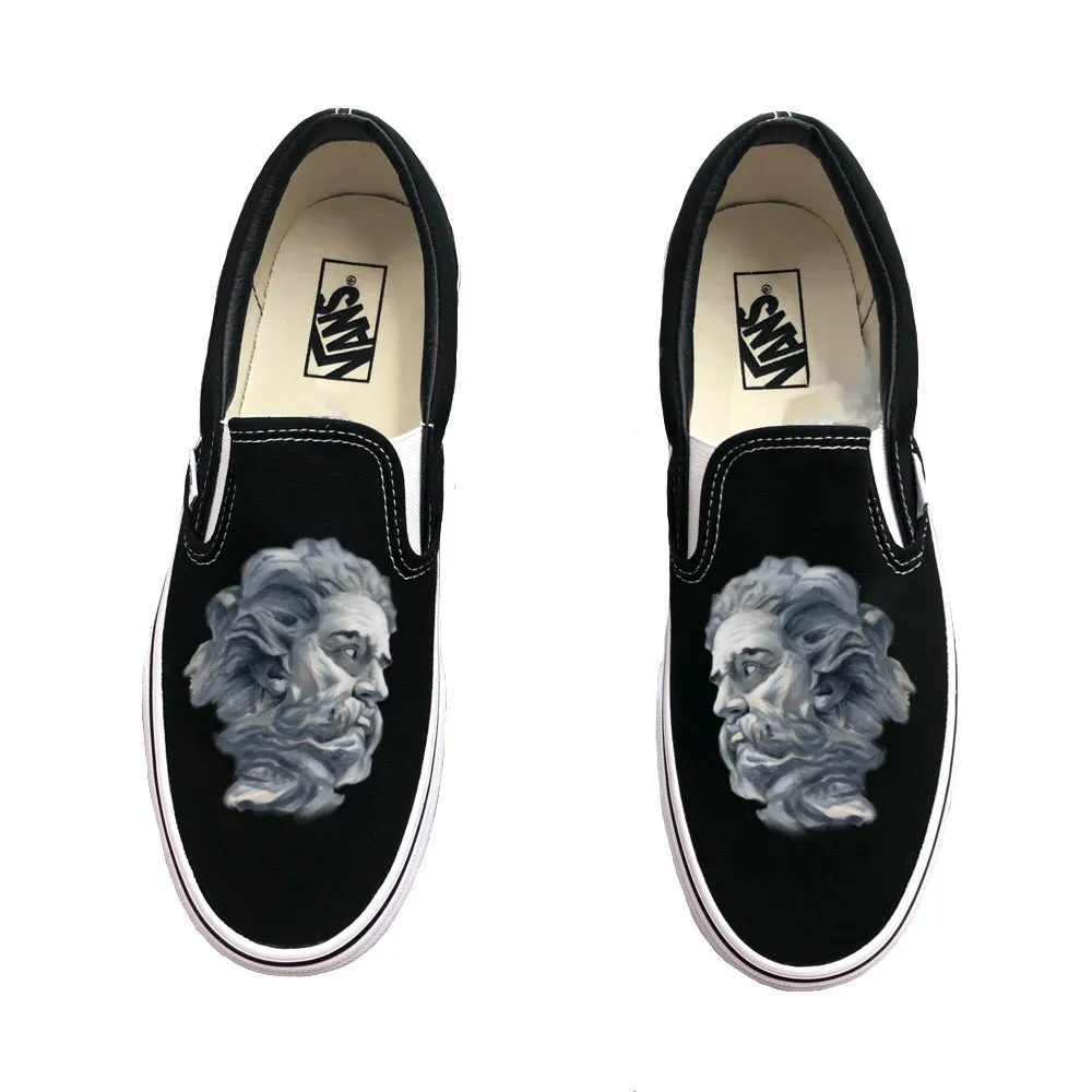 Greek God Black Vans Slip Ons - Custom Vans Shoes