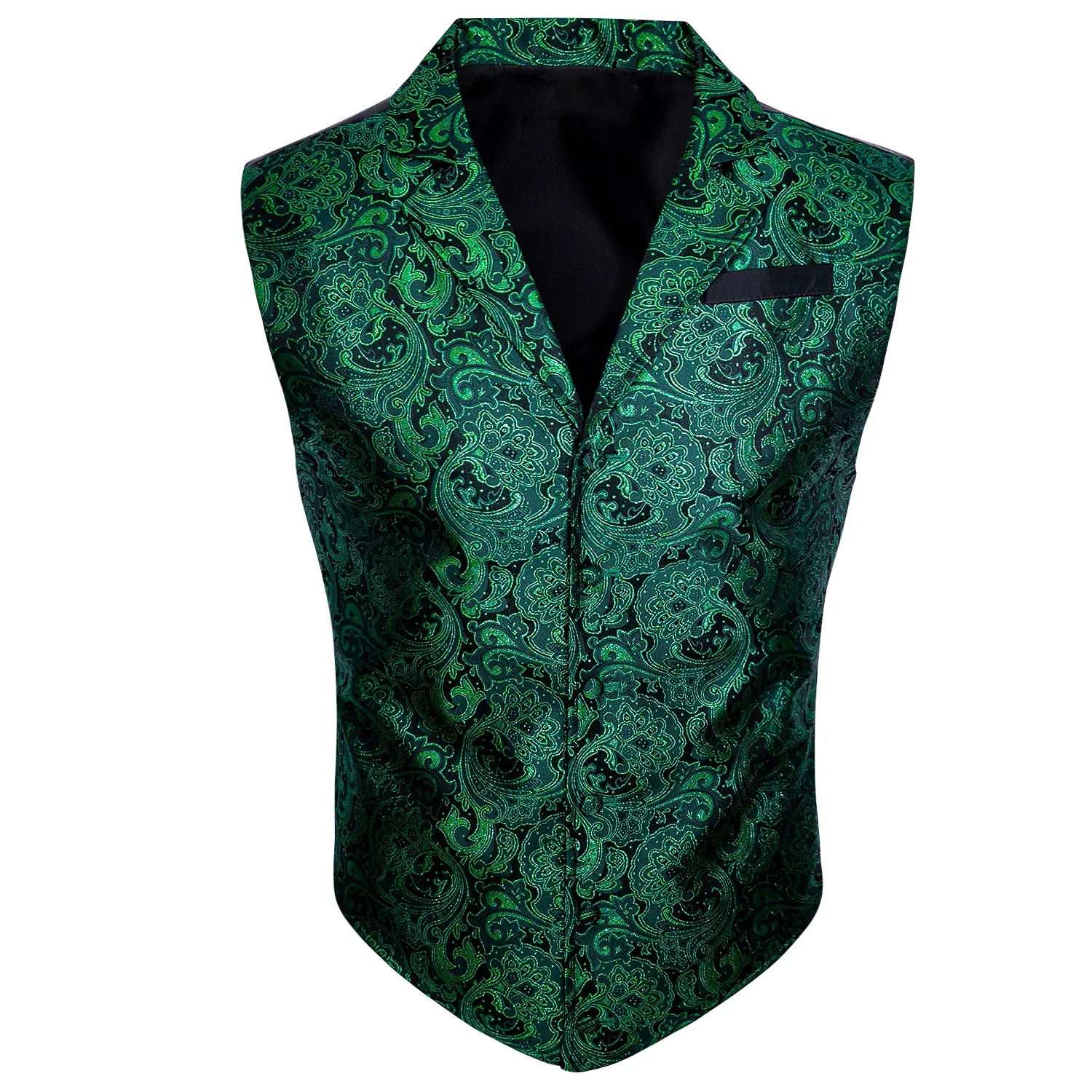 Green Paisley Jacquard Men's Collar Victorian Suit Vest