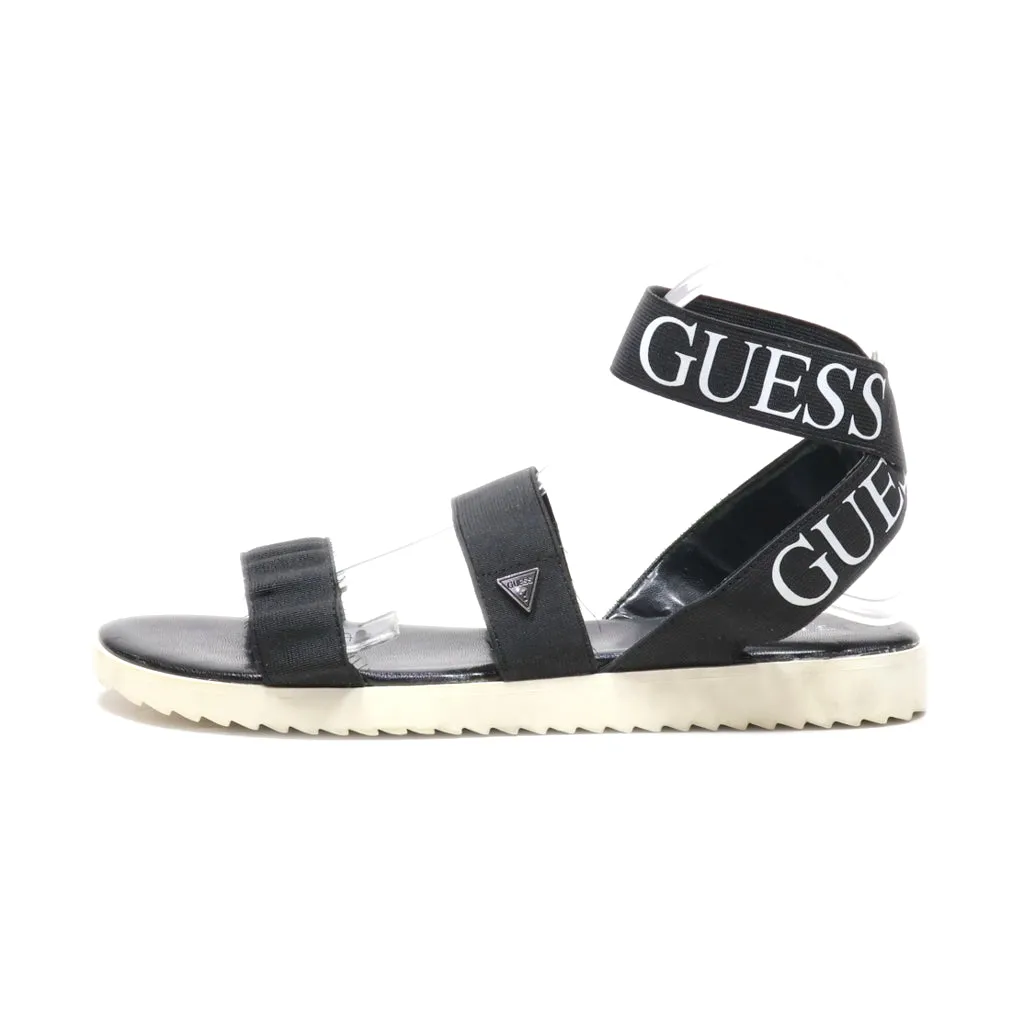 Guess Flat Sandals Fabric Black Colour For Women