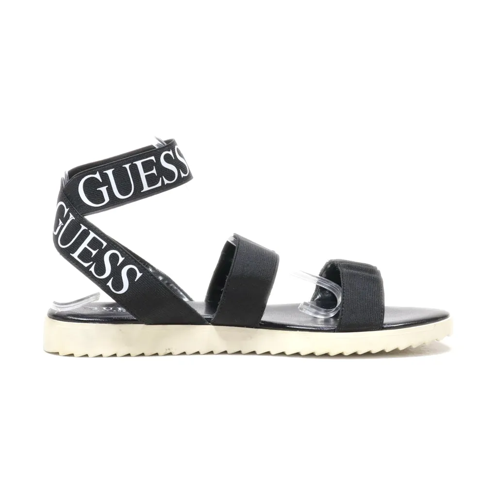 Guess Flat Sandals Fabric Black Colour For Women