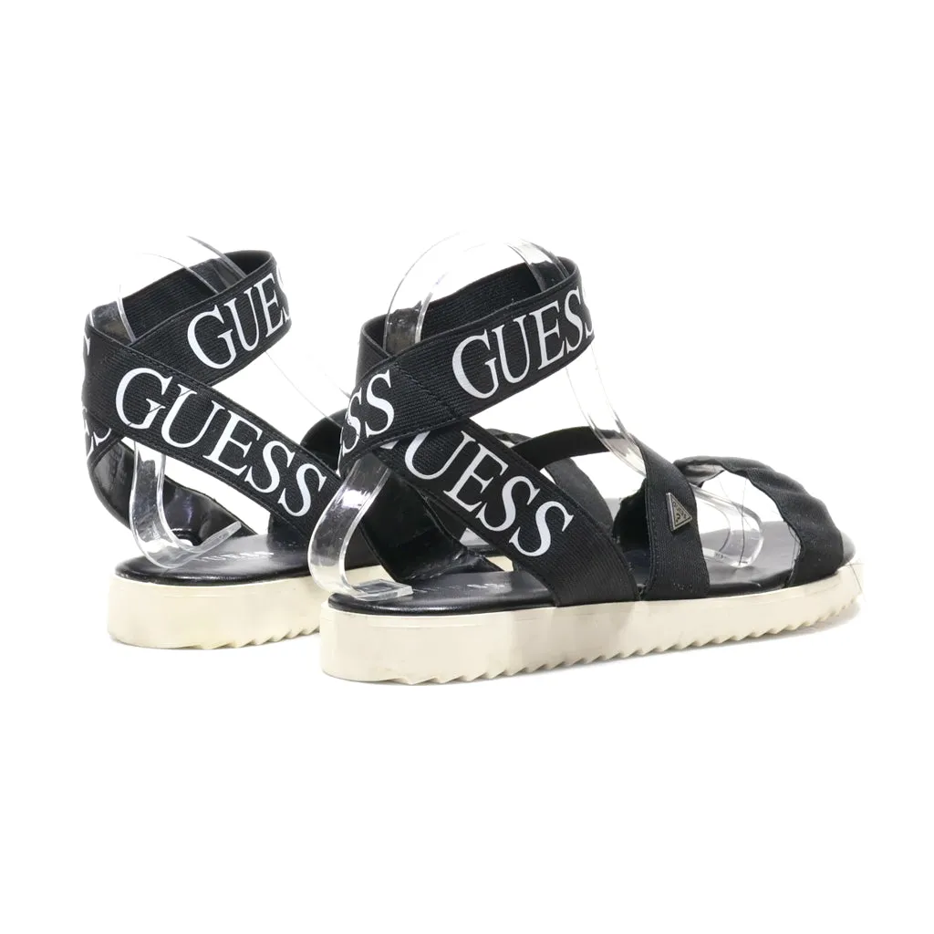 Guess Flat Sandals Fabric Black Colour For Women