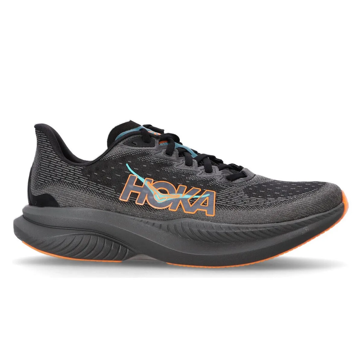 Hoka Mach 6 Mens | Black / Electric Tangerine