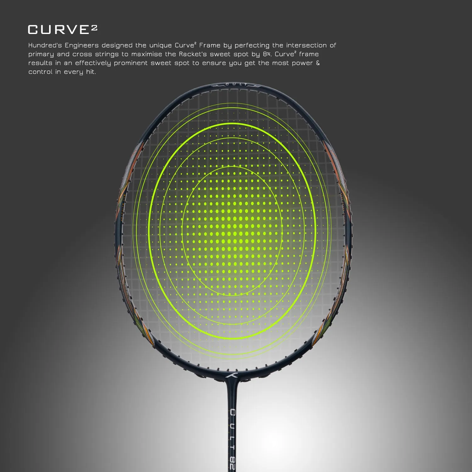 Hundred Cult 82 High Tension Attacks Unstrung Badminton Racquet (Blue)