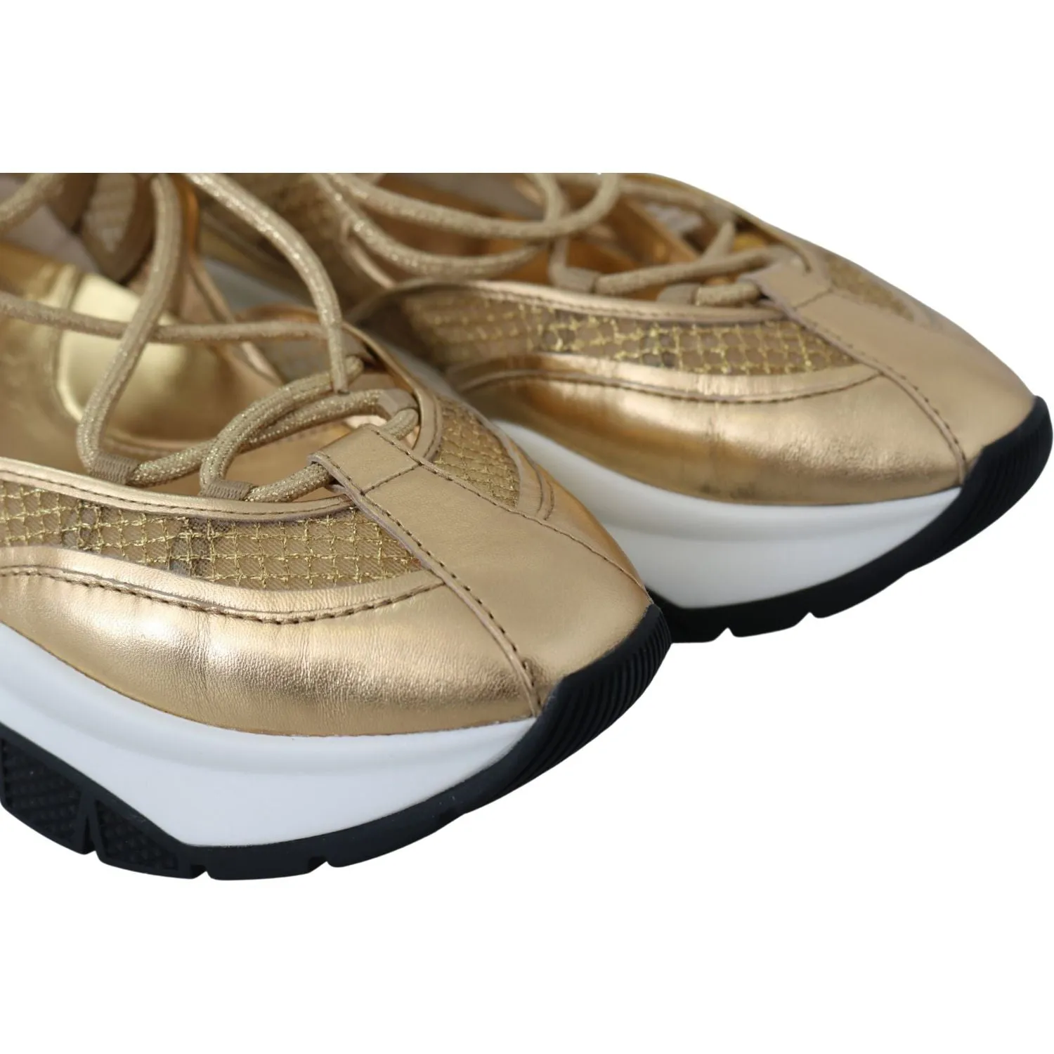 Jimmy Choo Golden Glamour Mesh Leather Sneakers