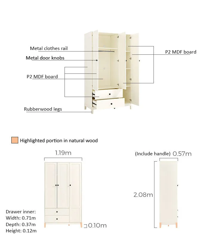 Julies Kids White Wardrobe Cabinet