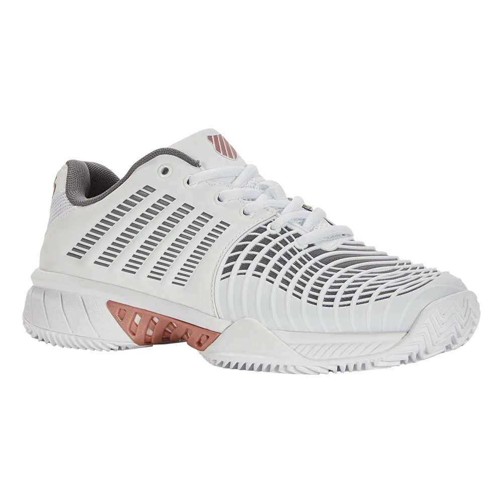 K-Swiss Express Light 3 HB Tennis Shoes (Ladies) - White/Black/Steel Grey/Rose Gold