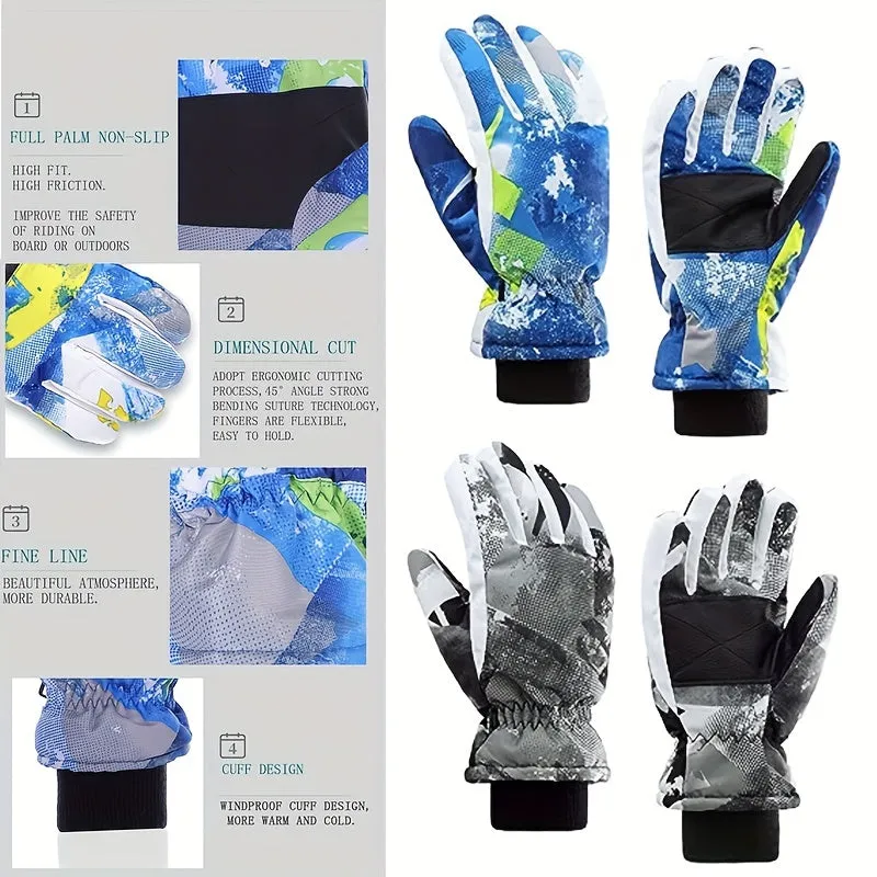 Kids Waterproof Winter Gloves for Riding  Skiing Ages 814