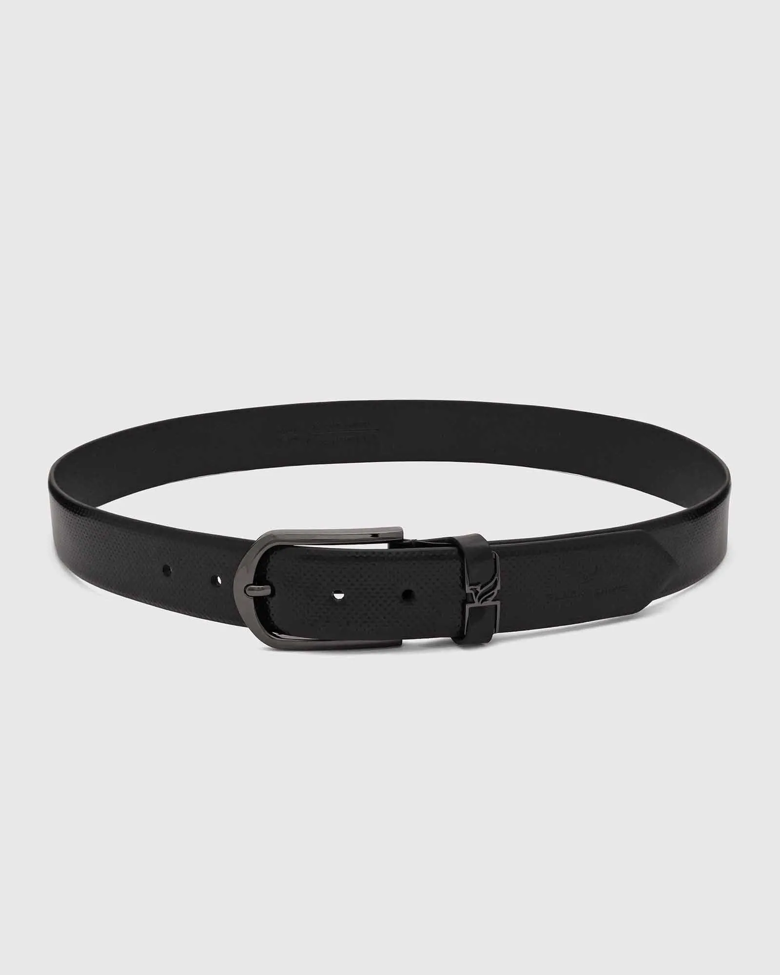 Leather Jet Black Textured Belt - Uratak