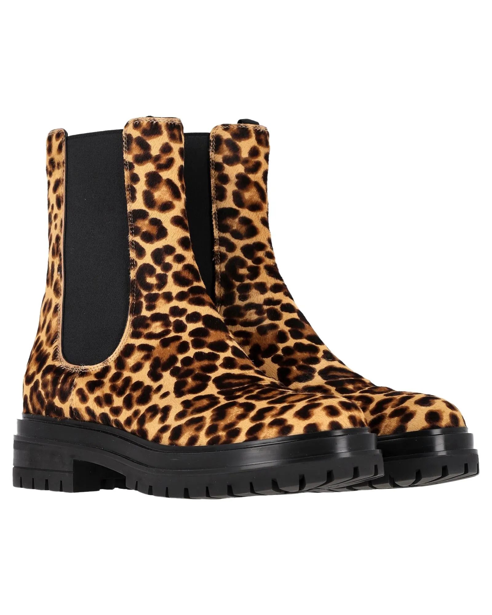 Leopard Print Calf Hair Chelsea Boots