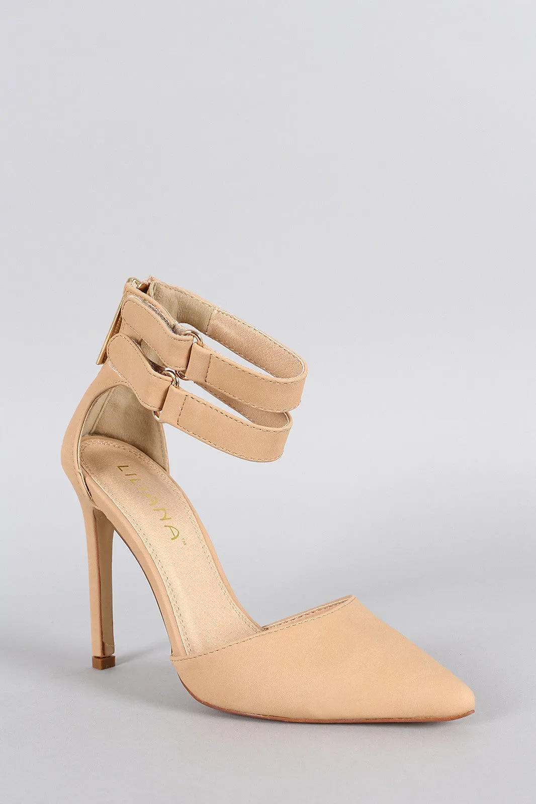 Liliana Pointy Toe Double Ankle Strap Stiletto Pump