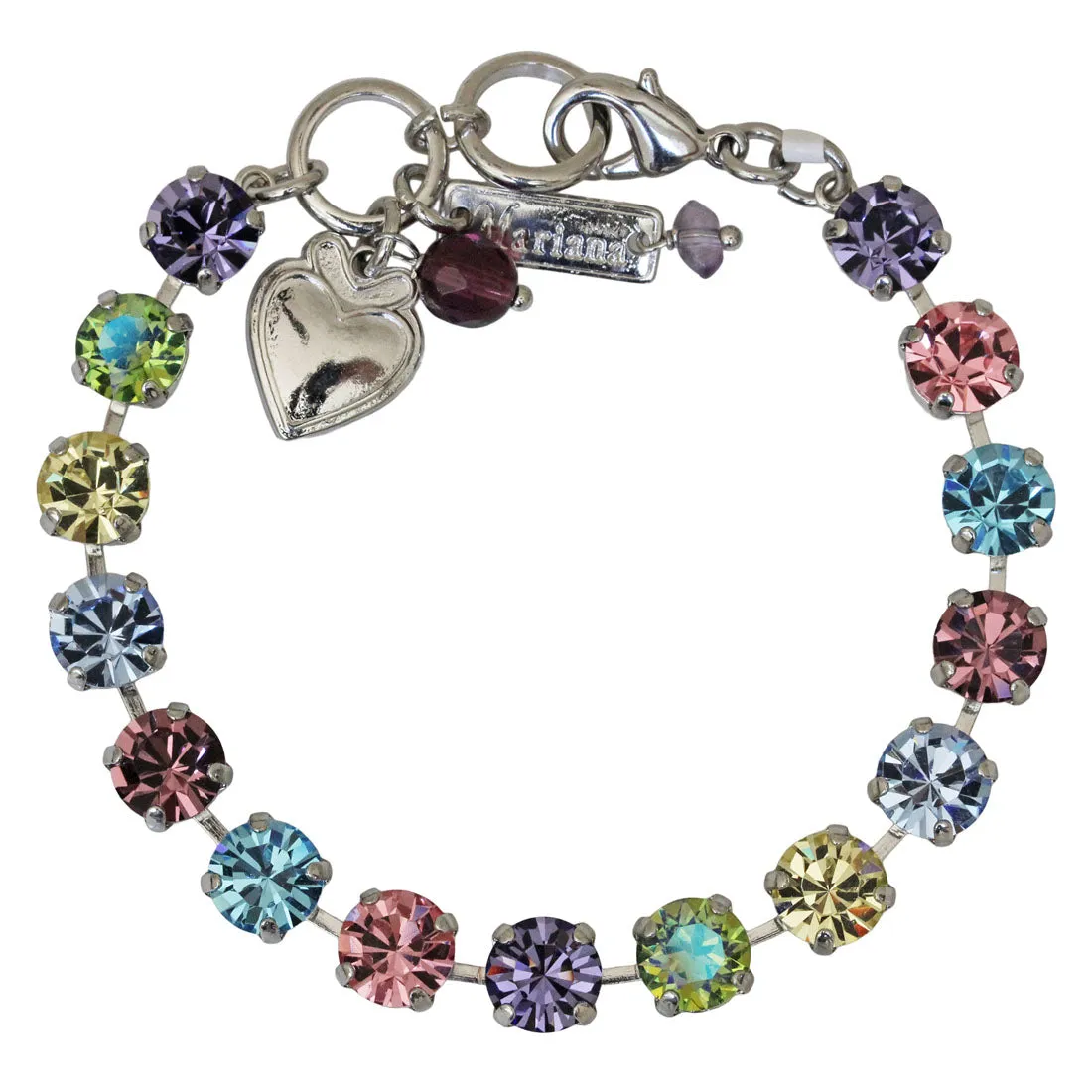 Mariana "Pastel Rainbow" Rhodium Plated Must-Have Everyday Crystal Tennis Bracelet, 4252 88