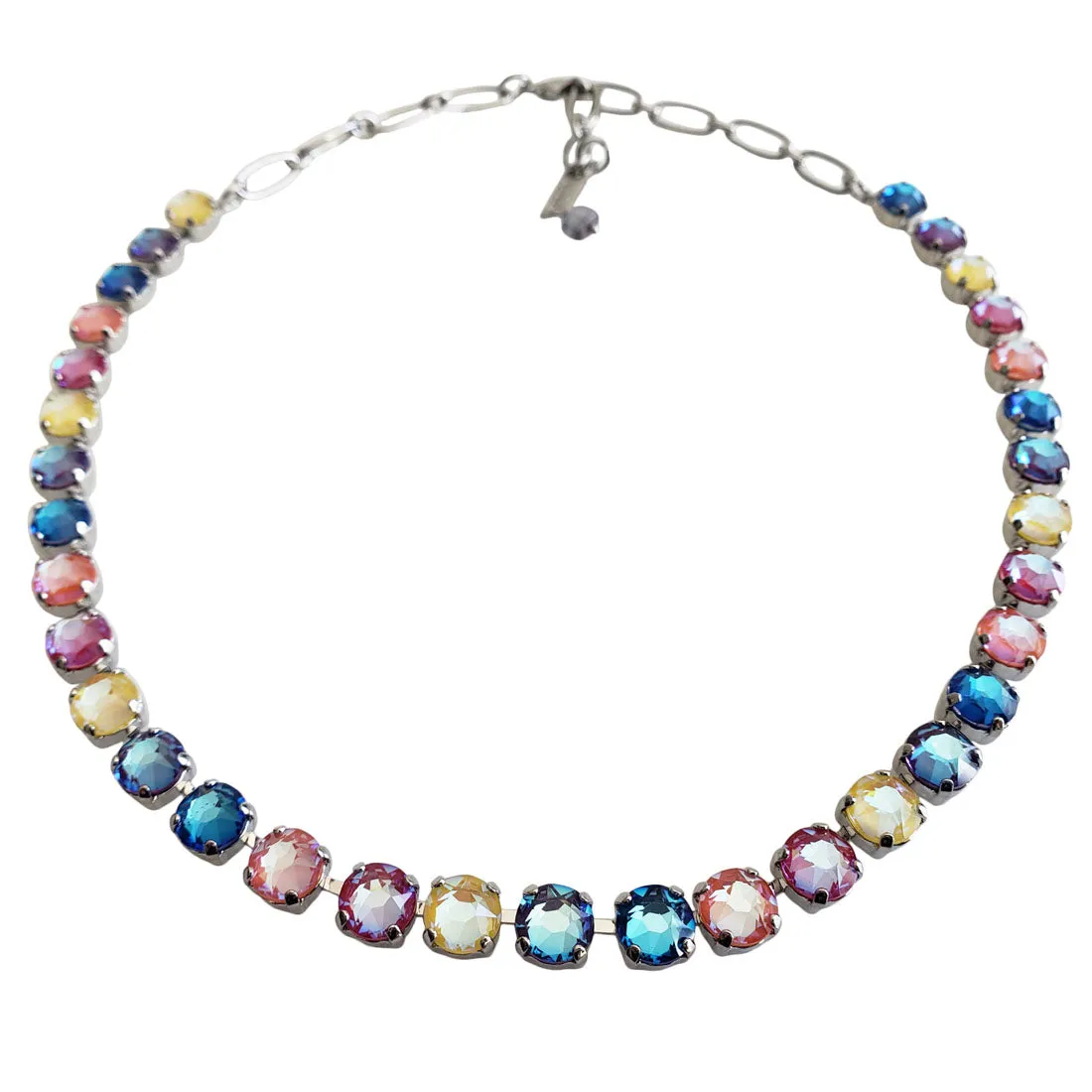 Mariana "Sun-Kissed Rainbow" Rhodium Plated Petite Tennis Crystal Necklace, 3435 140-2ro