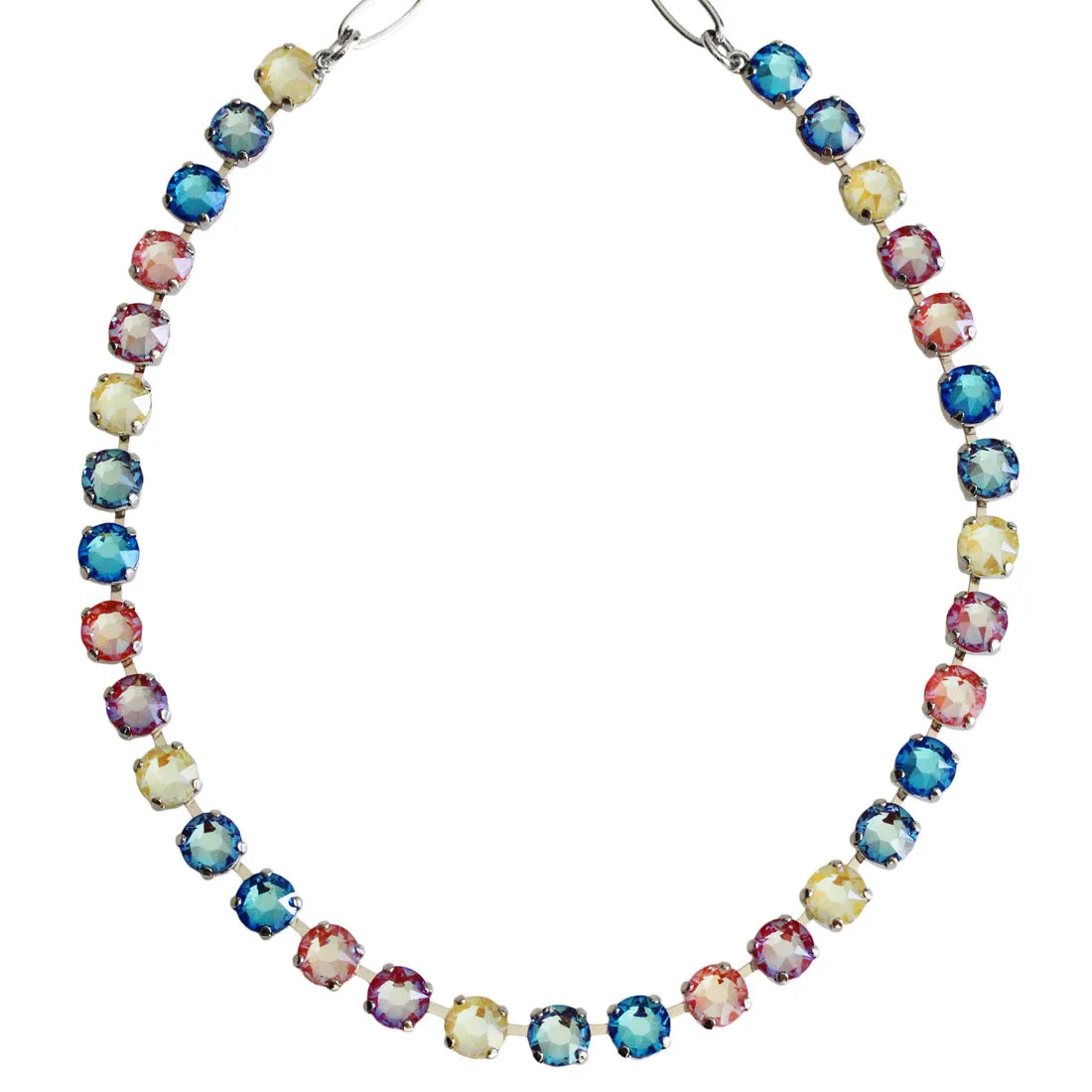 Mariana "Sun-Kissed Rainbow" Rhodium Plated Petite Tennis Crystal Necklace, 3435 140-2ro