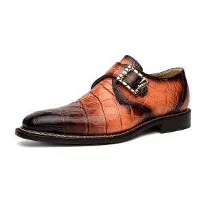 MAURI 3281/2 NITTI PEACH & T.MORO ALLIGATOR MONK-STRAP DRESS SHOES