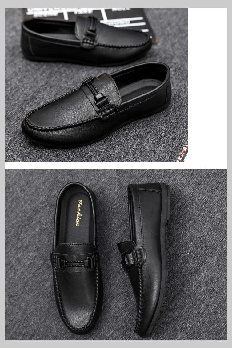 Men's Metallic Buckle Textured Loafers