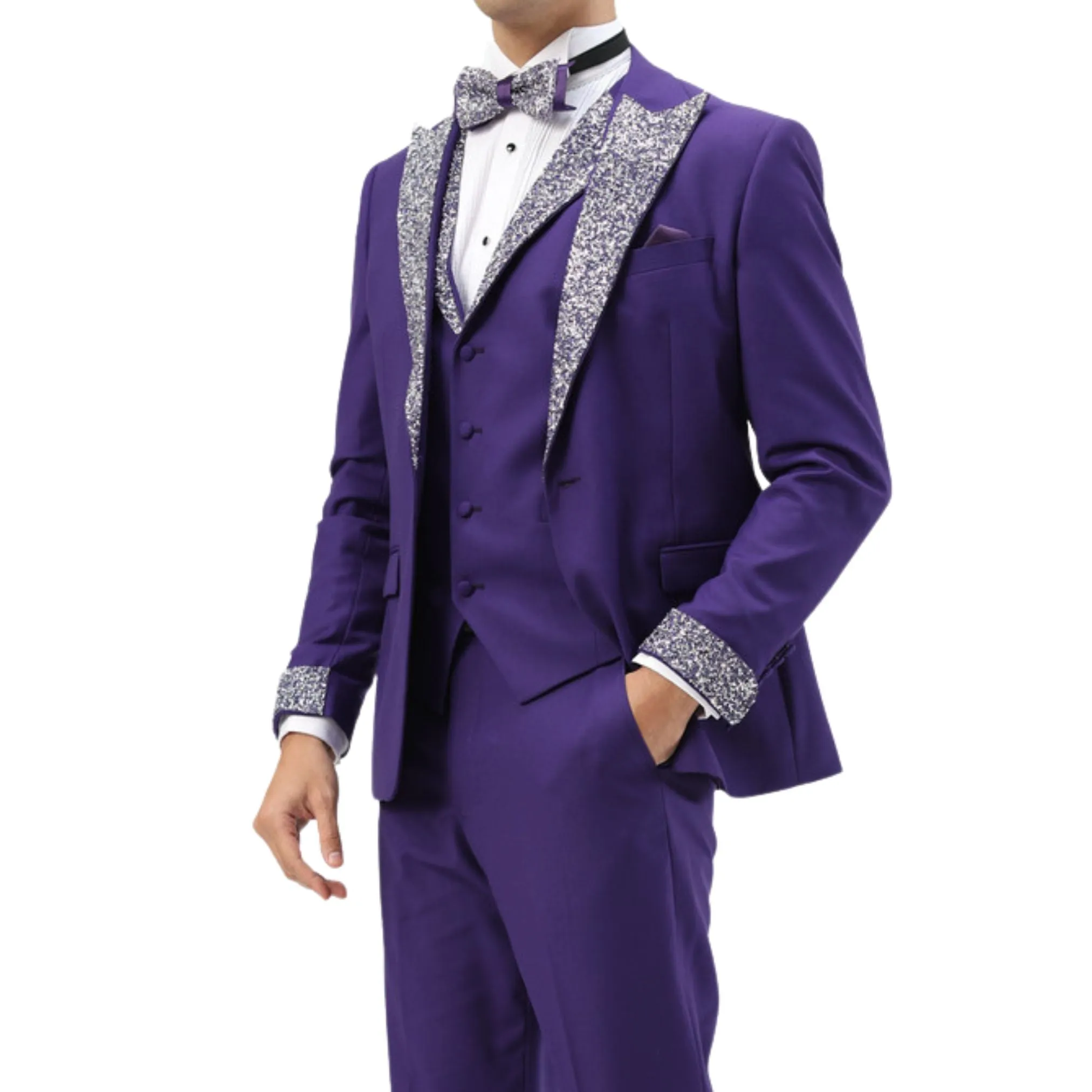 Men’s Sequin Lapel Three-Piece Prom Tuxedo – Perfect for Prom 2025