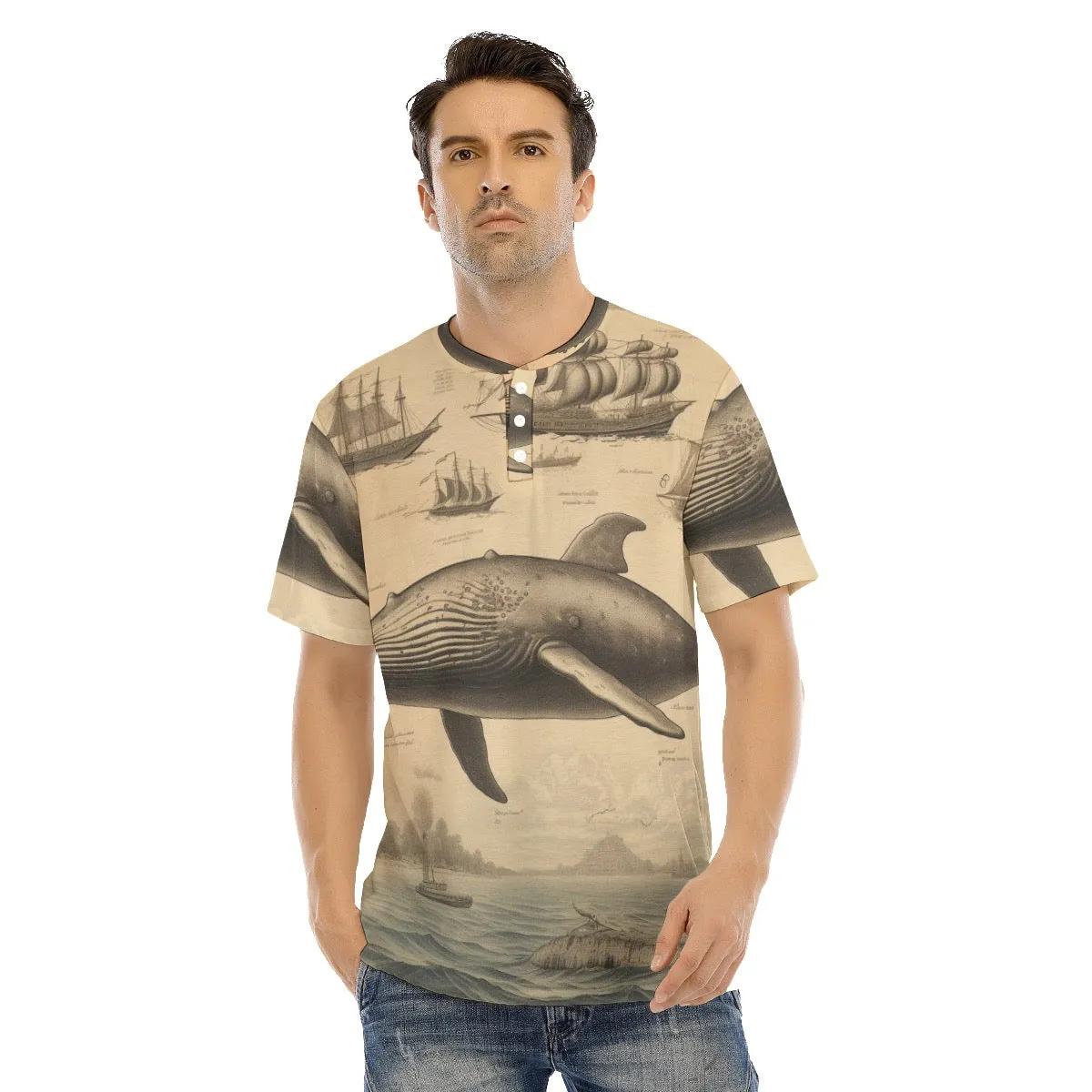 Men's Short Sleeve T-shirt With Button Closure #149