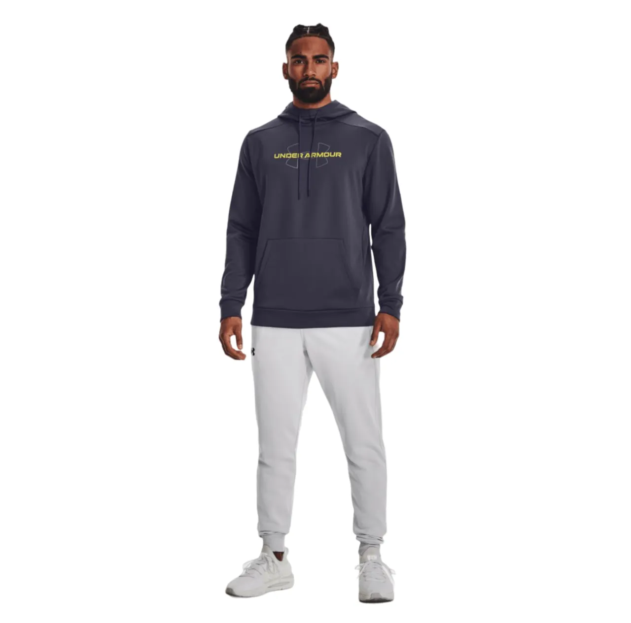 Mens Under Armour Fleece Lockup Tempred Steel/ Odyssey Yellow Hoodie