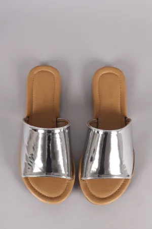 Metallic Single Wide Band Slip-On Sandal