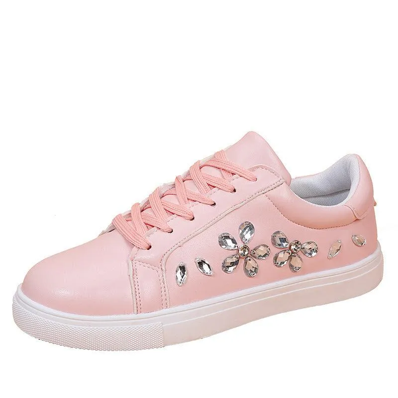 New Style Embroidery Casual Korean Flat White Shoes