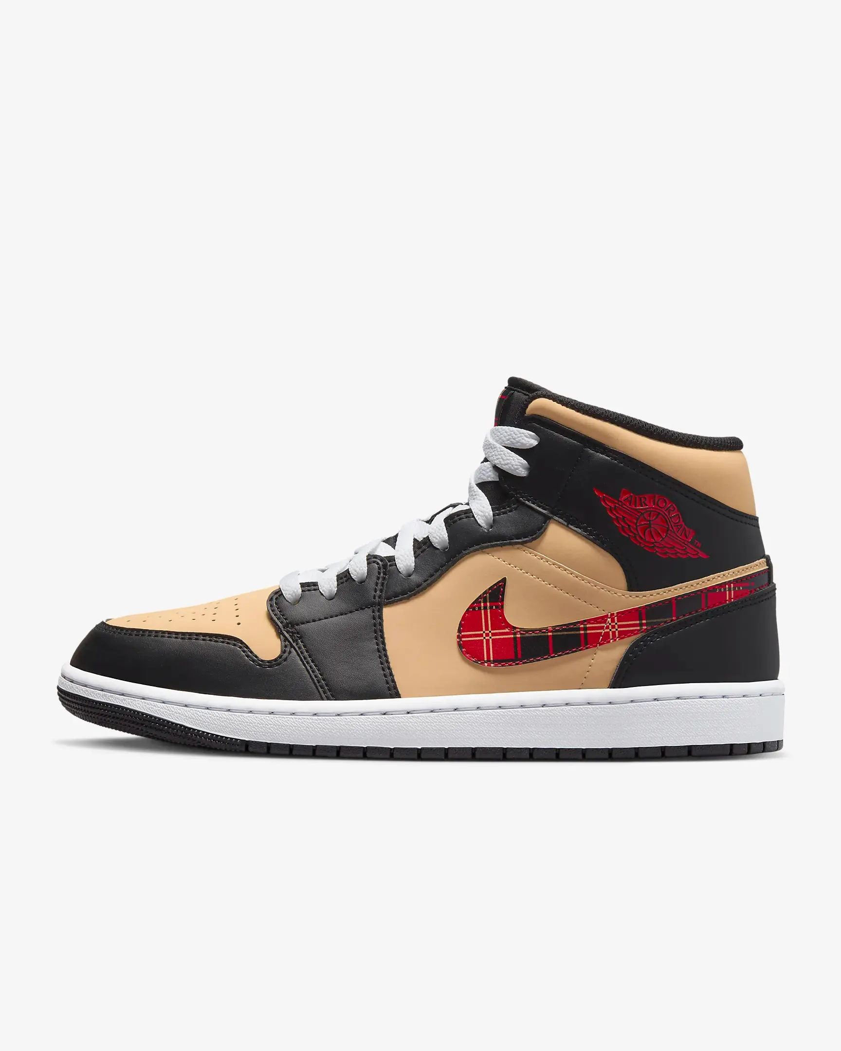 Nike Men's Air Jordan 1 Mid SE Shoes - Black / Sesame / Fire Red / Multi-Color