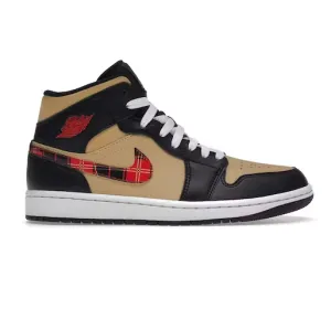 Nike Men's Air Jordan 1 Mid SE Shoes - Black / Sesame / Fire Red / Multi-Color