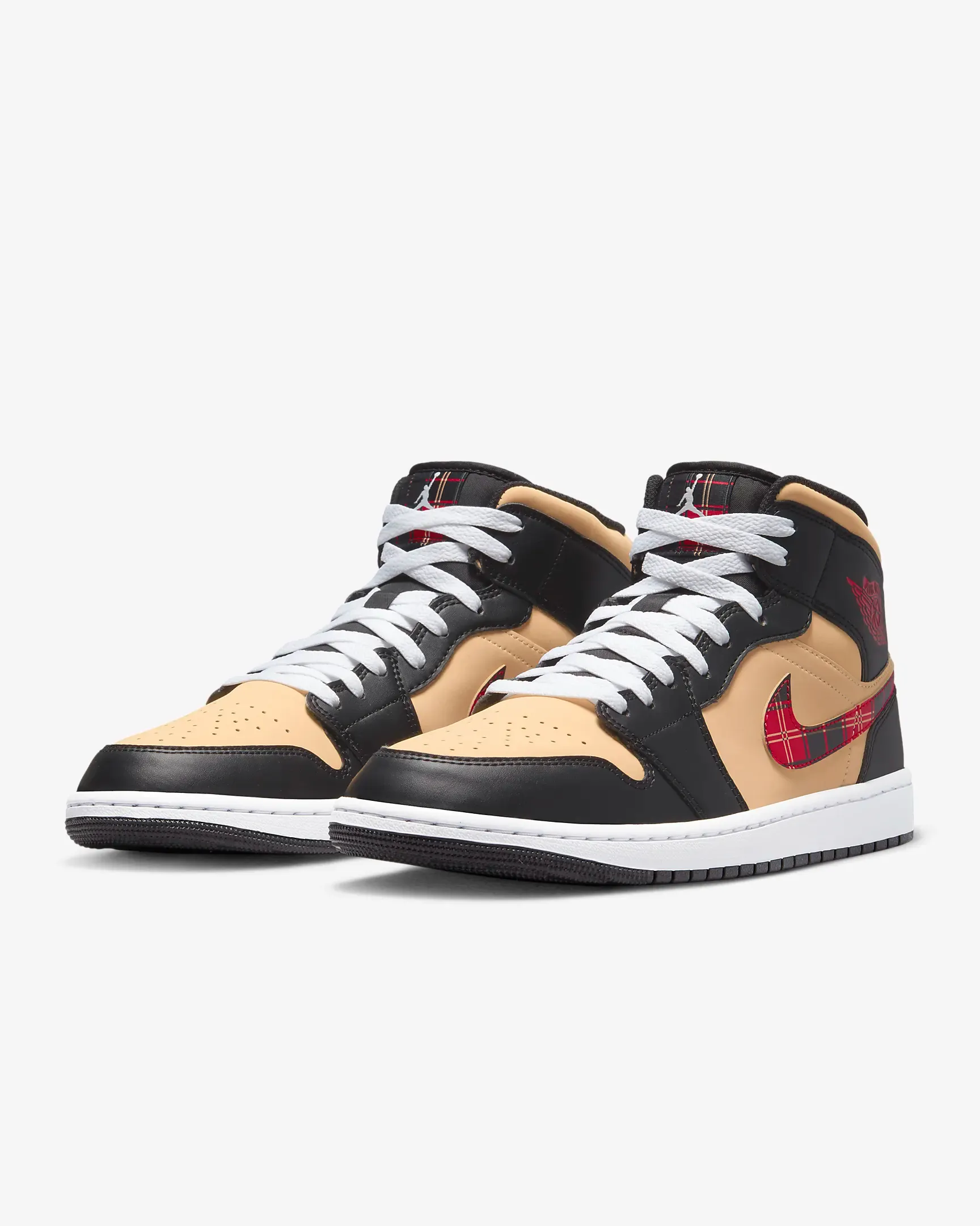 Nike Men's Air Jordan 1 Mid SE Shoes - Black / Sesame / Fire Red / Multi-Color