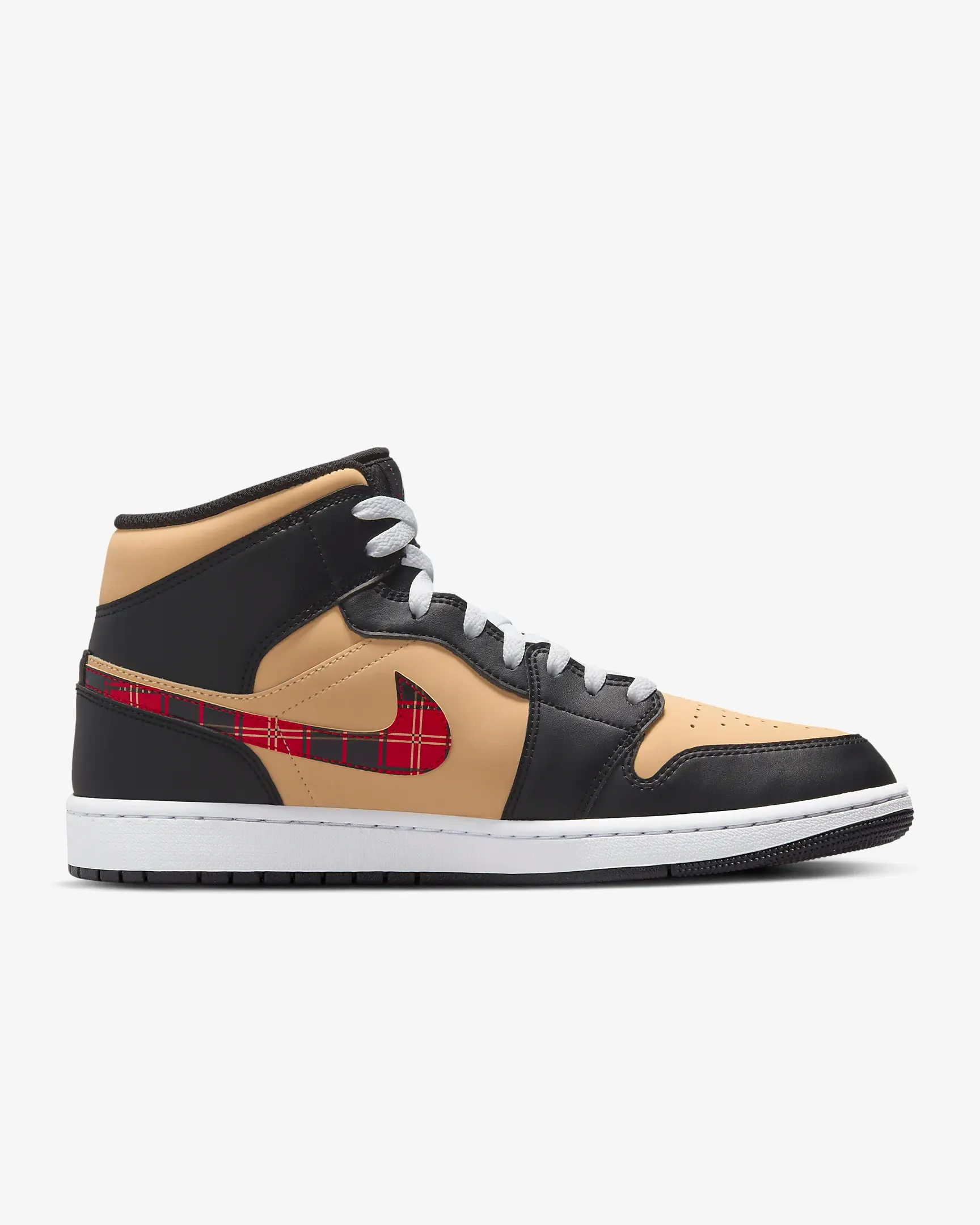 Nike Men's Air Jordan 1 Mid SE Shoes - Black / Sesame / Fire Red / Multi-Color