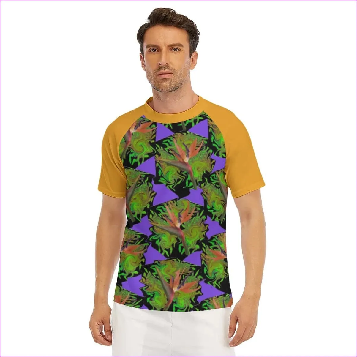 Psychedelic Paradise Men's Tight Surf Shirt With Half Sleeves