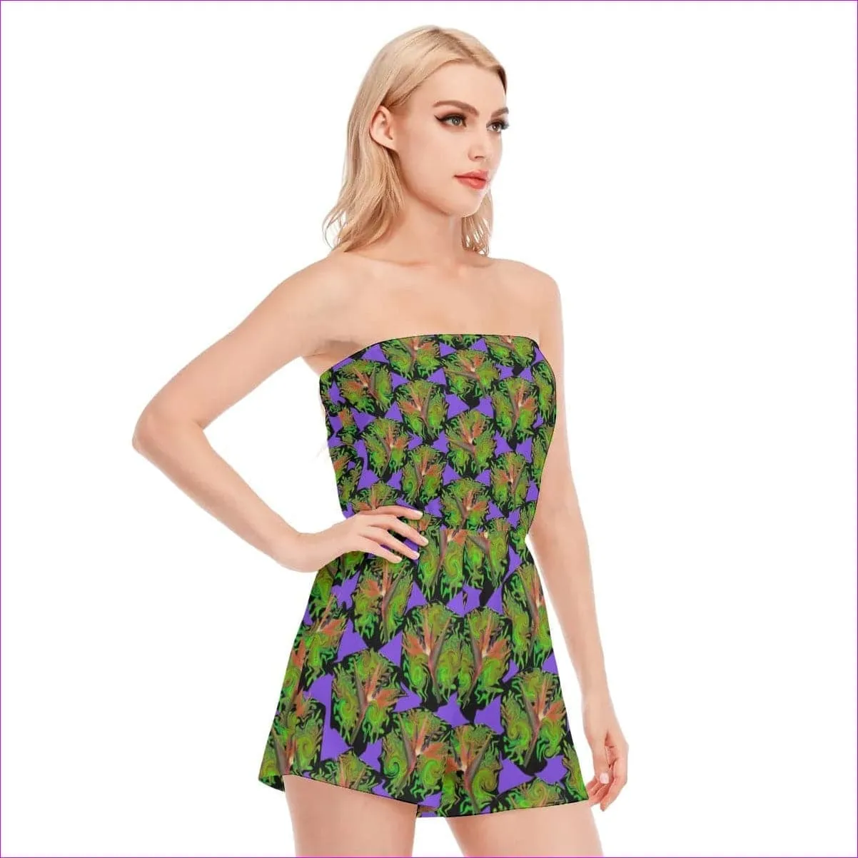 Psychedelic Paradise Womens Tube Top Romper