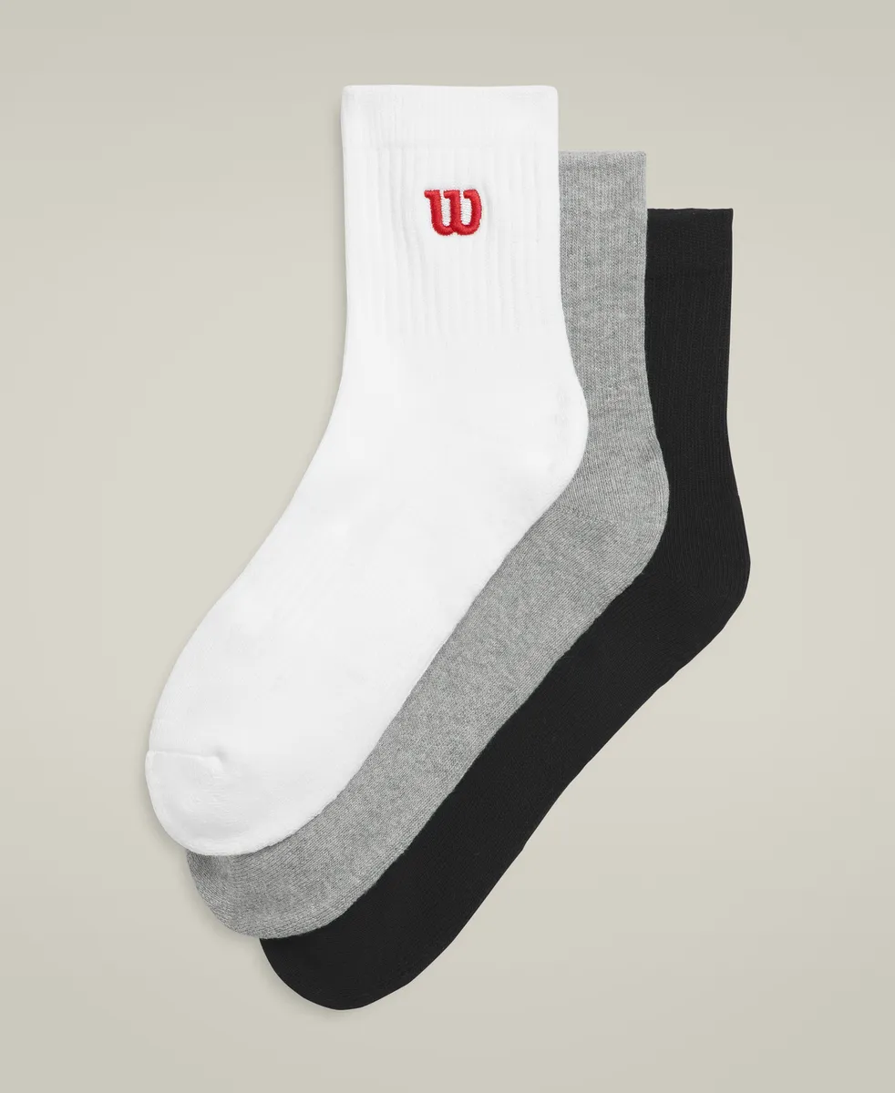 Quarter Top Socks 3-Pack - Bright White / Black / Grey