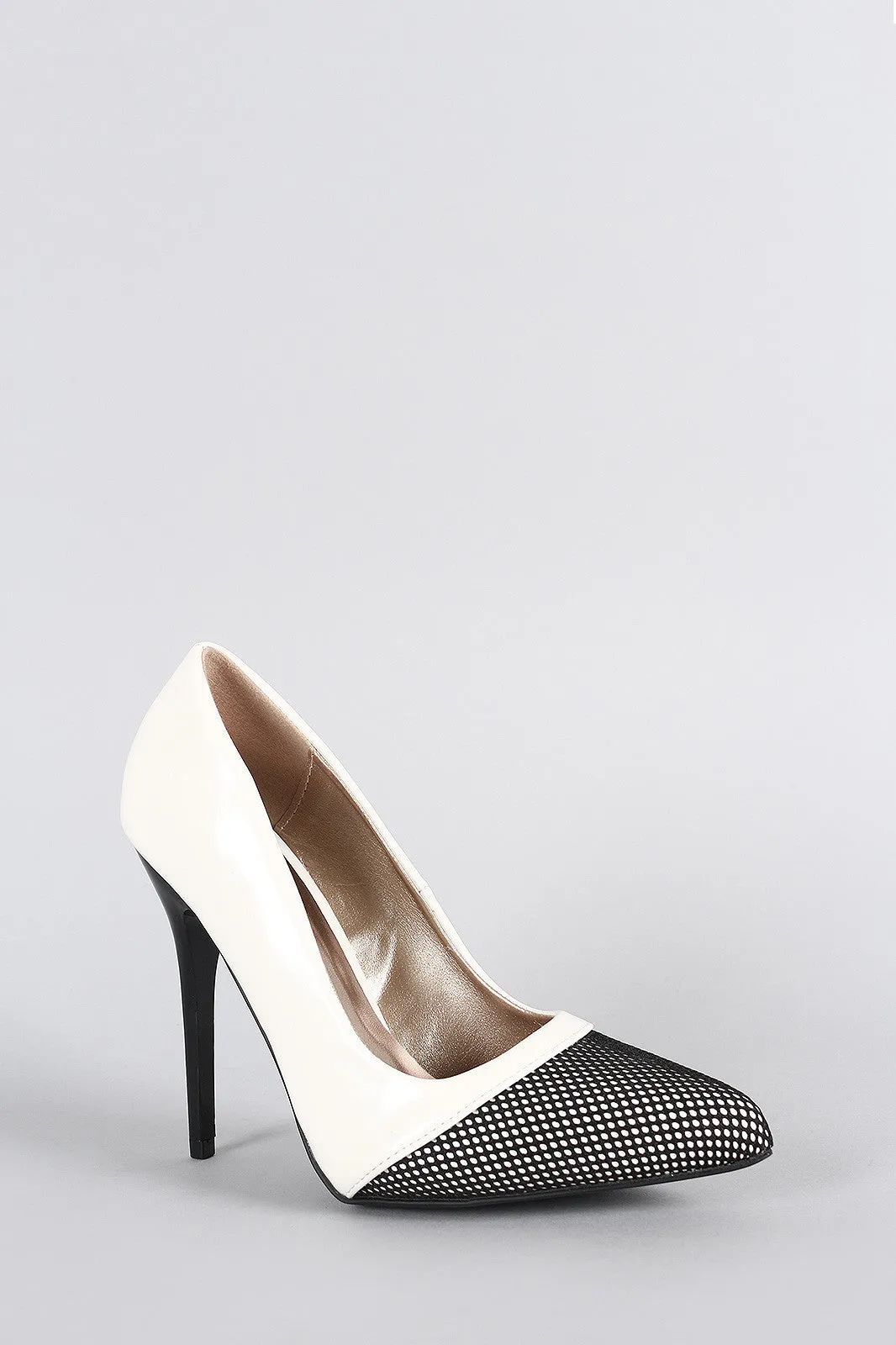 Qupid Snow Ice Mesh Pointy Toe Pump